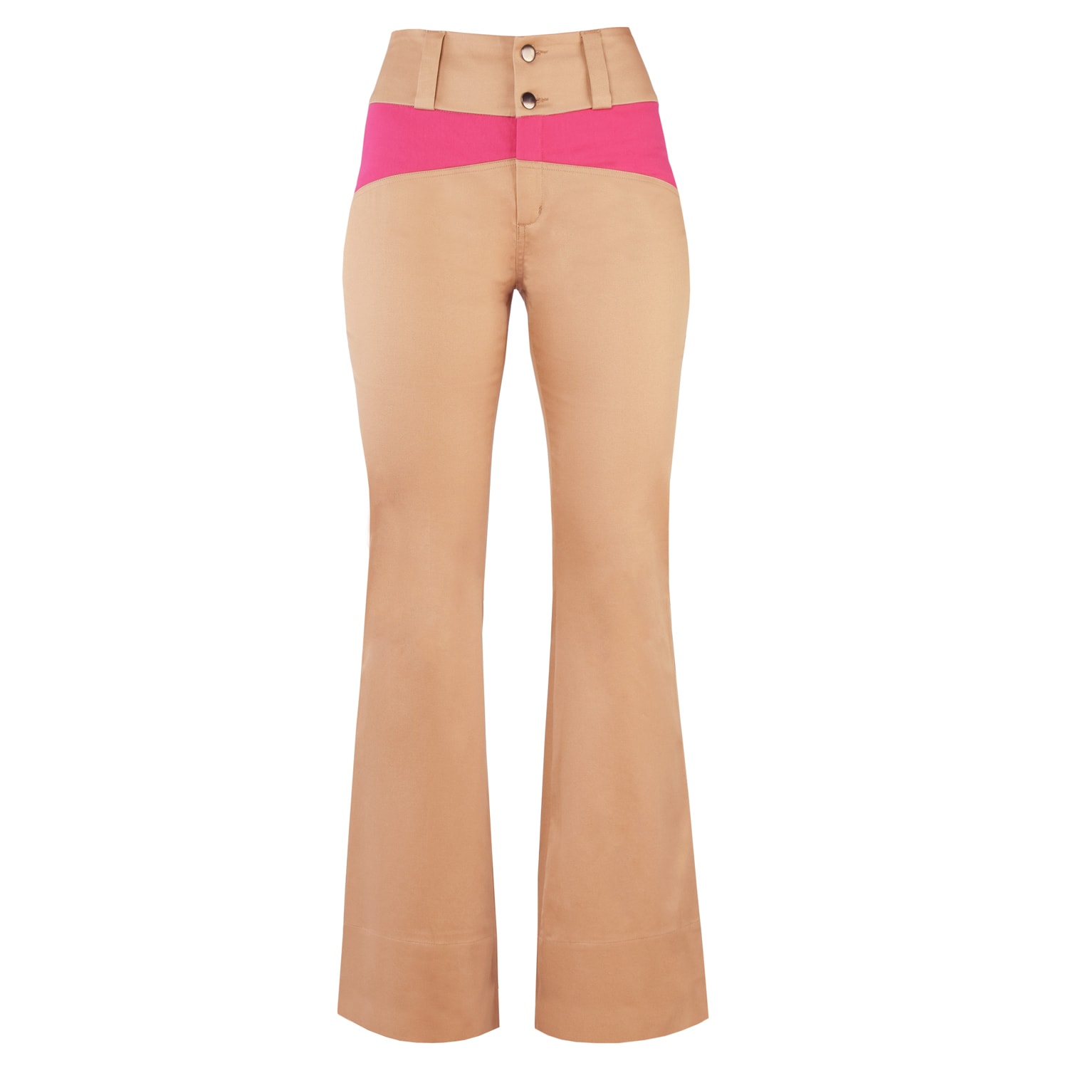 Women’s Neutrals / Pink / Purple Rejoice Flared Colourblock Trousers In Beige And Pink Medium Blonde Gone Rogue