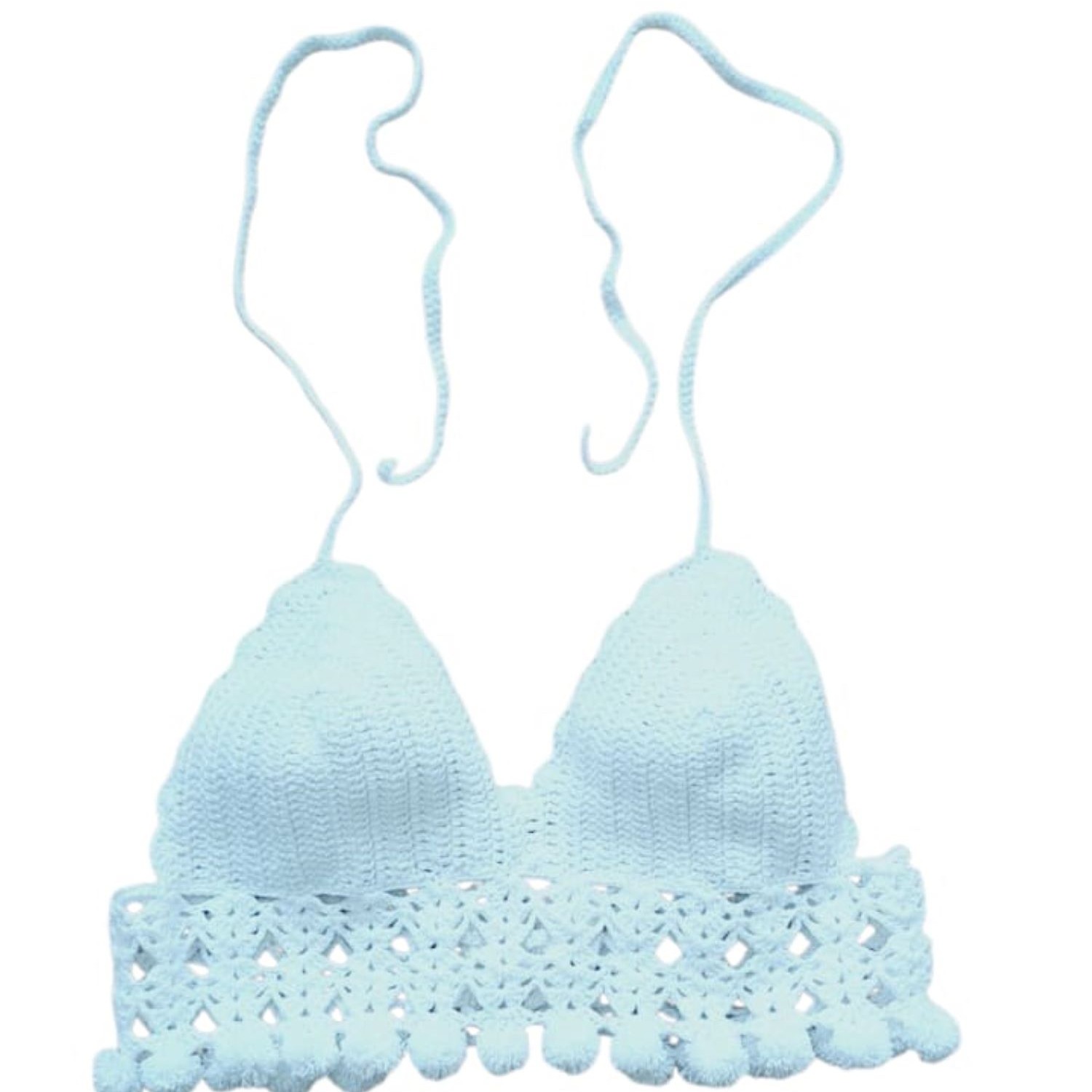 Springmoonatelier White Women Summer Beach Crochet Strappy Knit Boho Strappy Crop Small In White