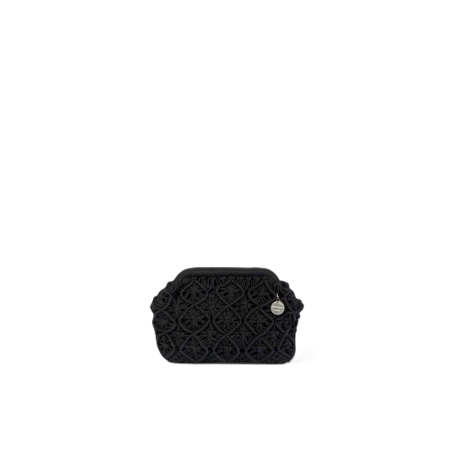 Women's Black Macreme Handbag | Springmoonatelier