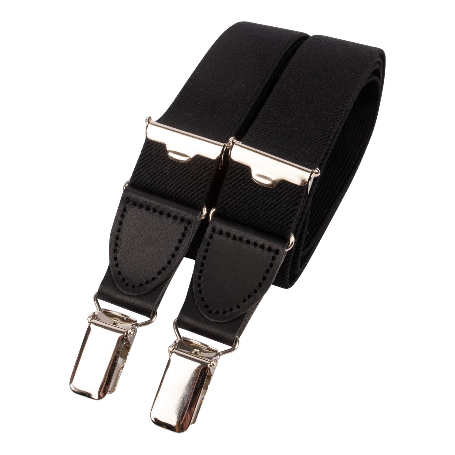 Men’s Black Leather Black Skinny Braces Le Colonel