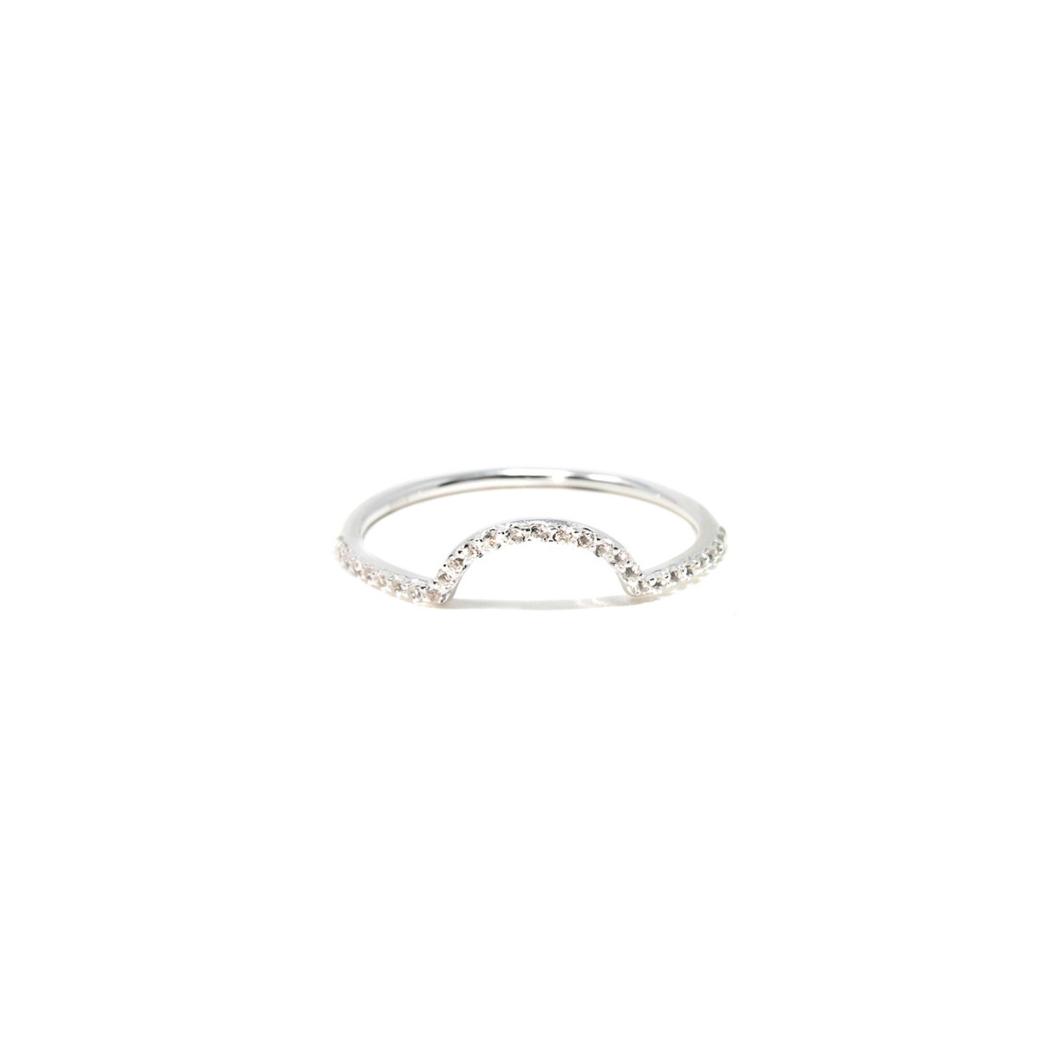 Nasi Silver Women's Ora Half Eternity Ring- White Topaz, Silver In Burgundy