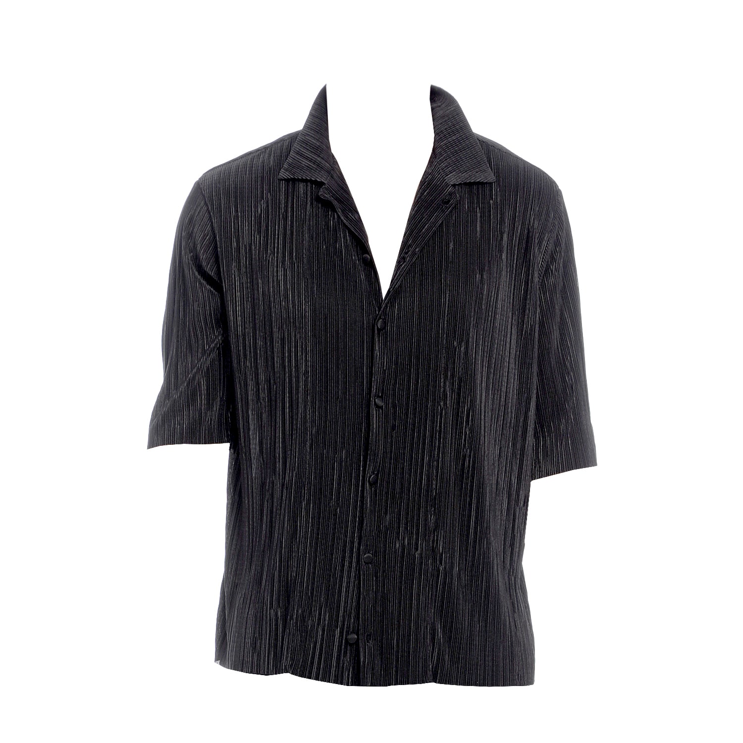 Maison Bogomil Men's Black Short-sleeved Pleated Shirt In Black