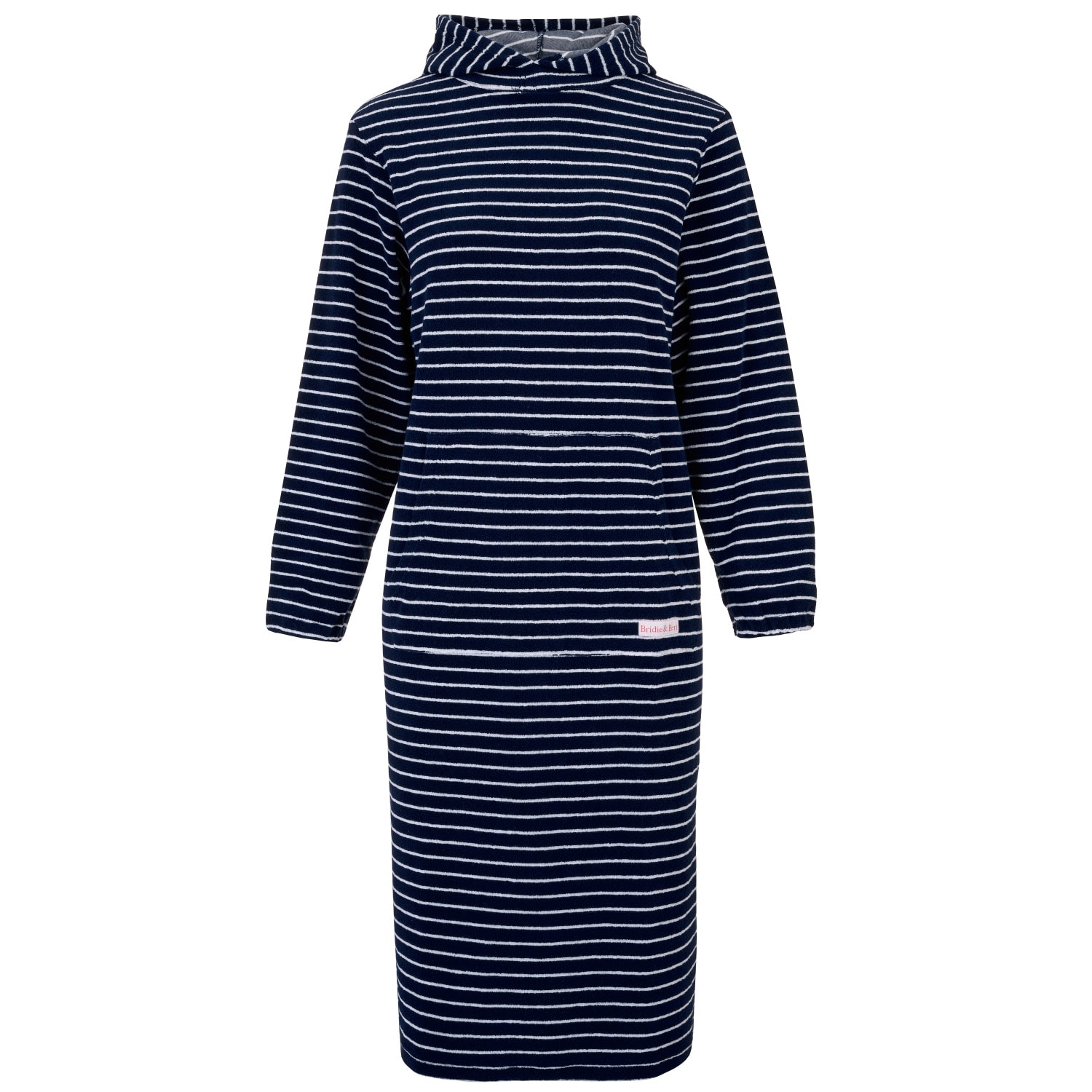 Women’s Blue Striped Hooded Towelling Cover Up Changing Robe Navy/White Small Bridie & Bert Ltd