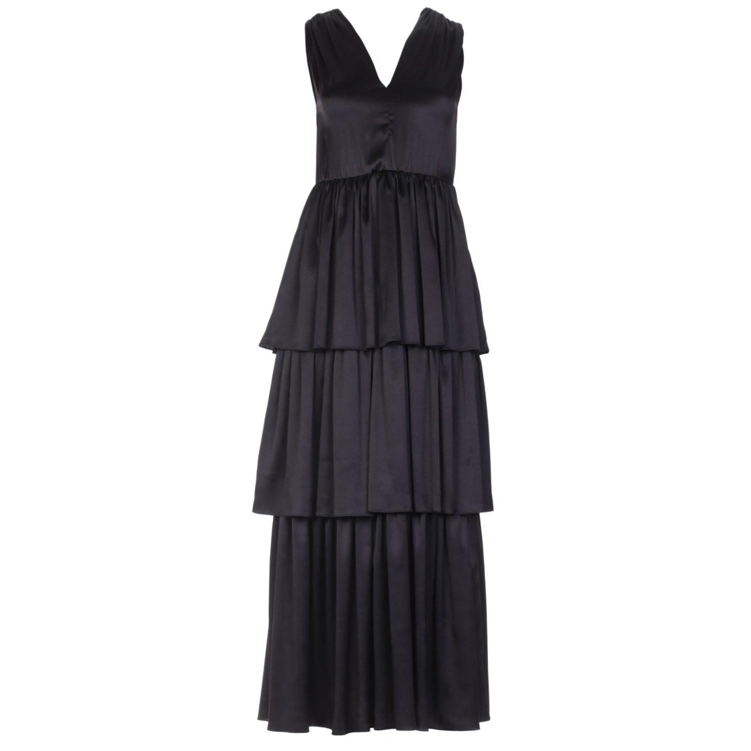 Women’s Ella Silk Dress In Black Medium Roses are Red