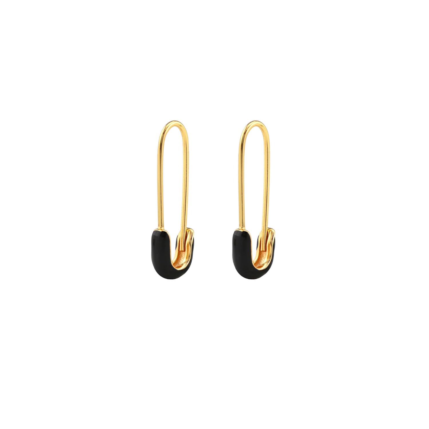 Women’s Safety Pin Enamel Hoop Earrings Black Kris Nations