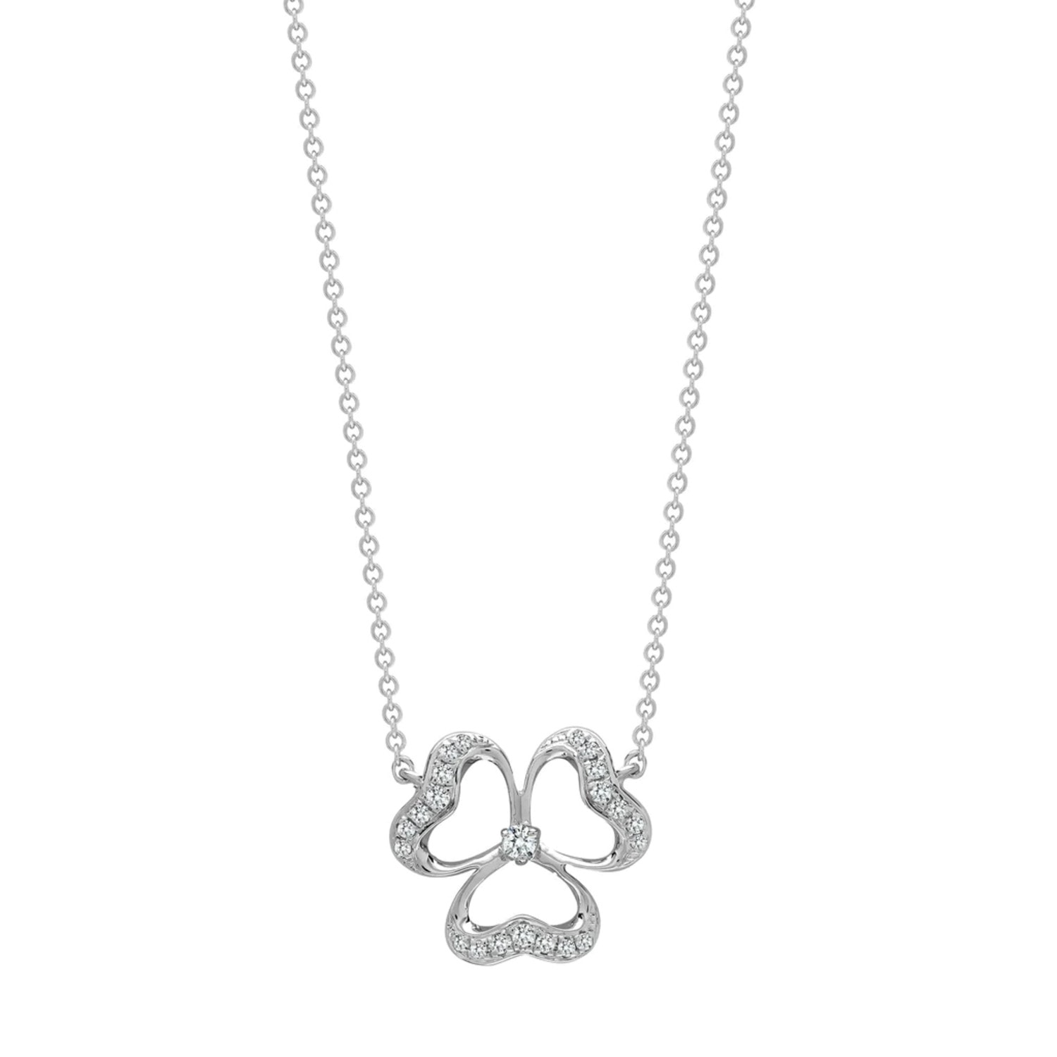 Women’s Silver / White White Gold Diamond Necklace Clover Flower Pendant With Chain Cervin Blanc