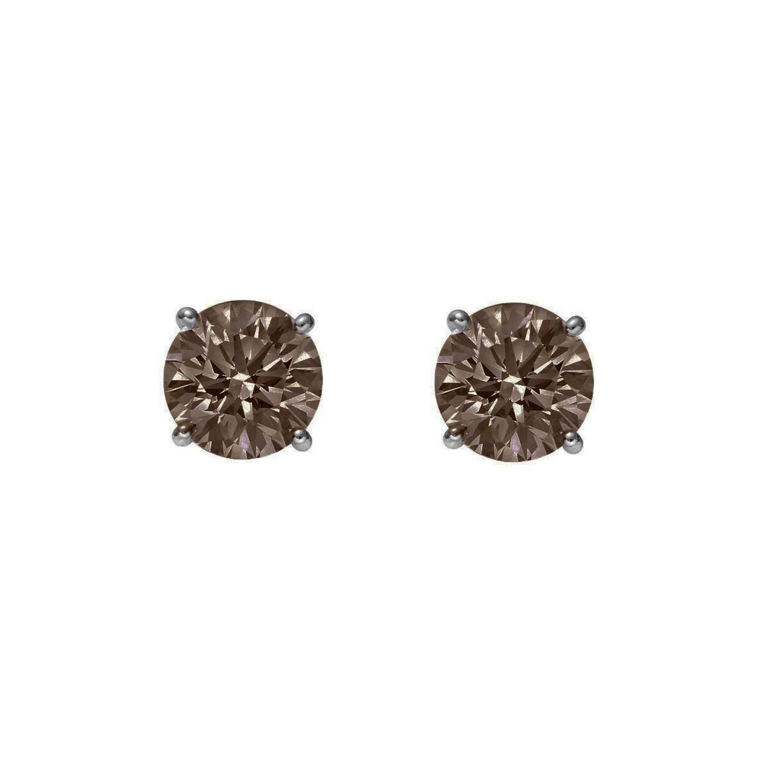 Augustine Jewels Women's Brown Smoky Quartz Small Stud Earrings In Gray