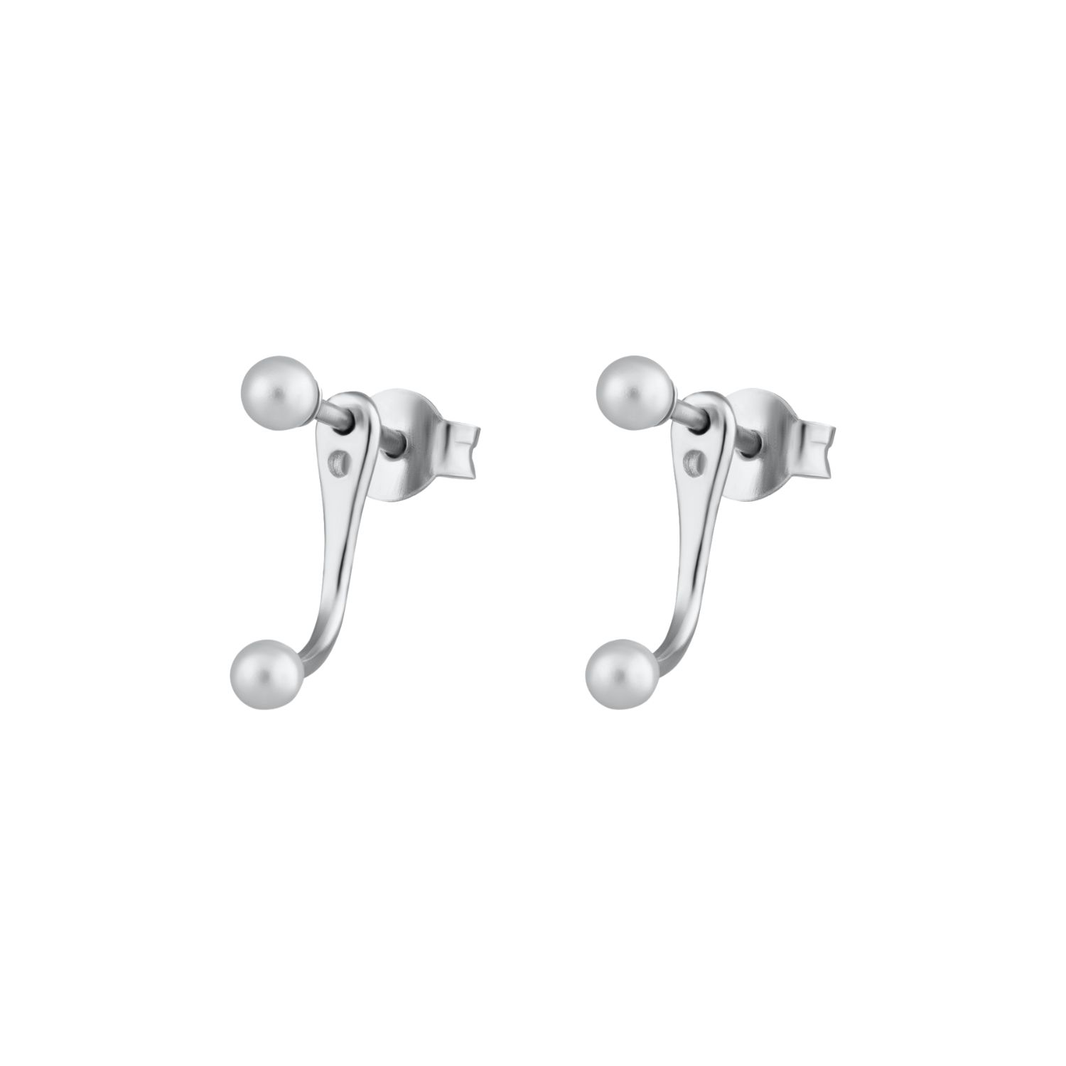 Scream Pretty Women's Silver Pearl Dot Ear Jacket Stud Earrings