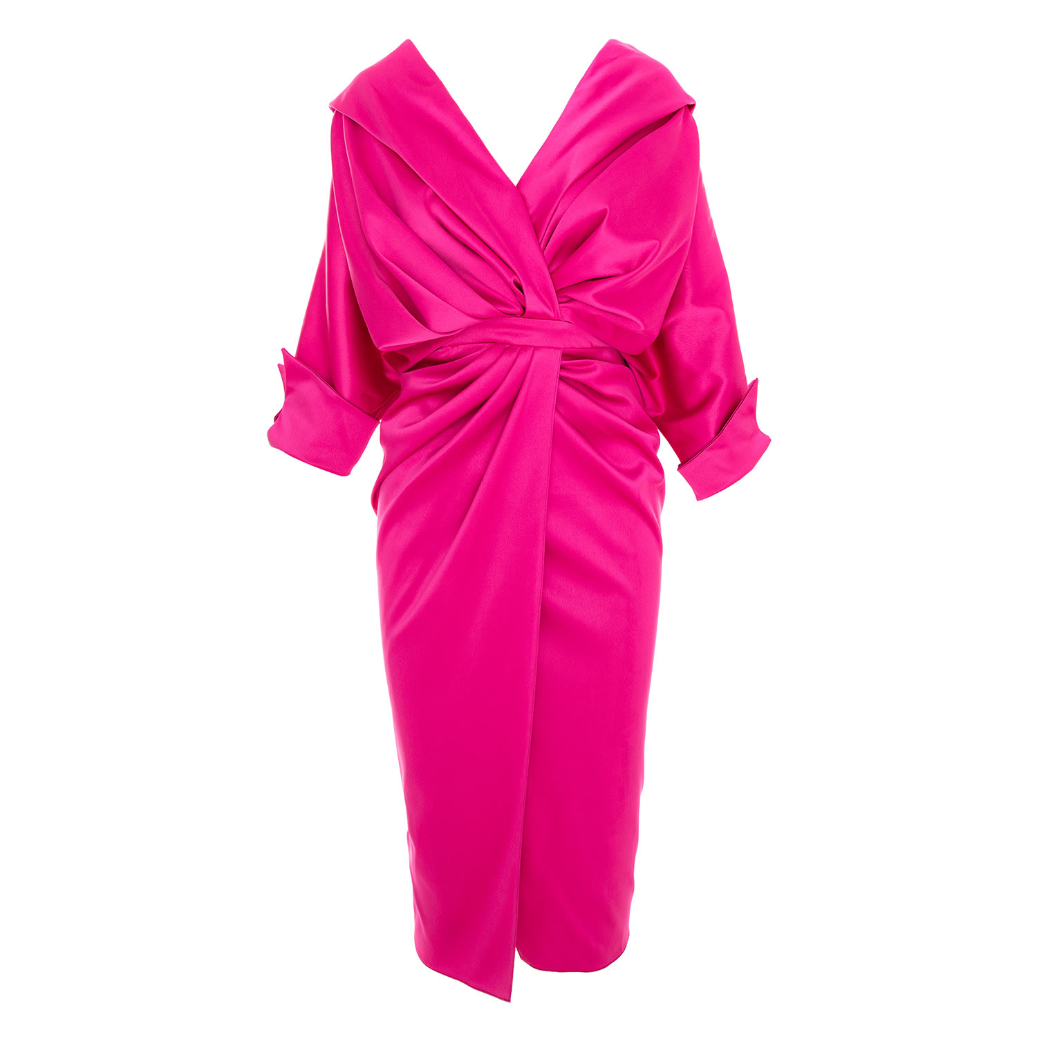 Women’s Pink / Purple Draped Midi Dress Fuchsia Extra Small Acob Ã€ Porter