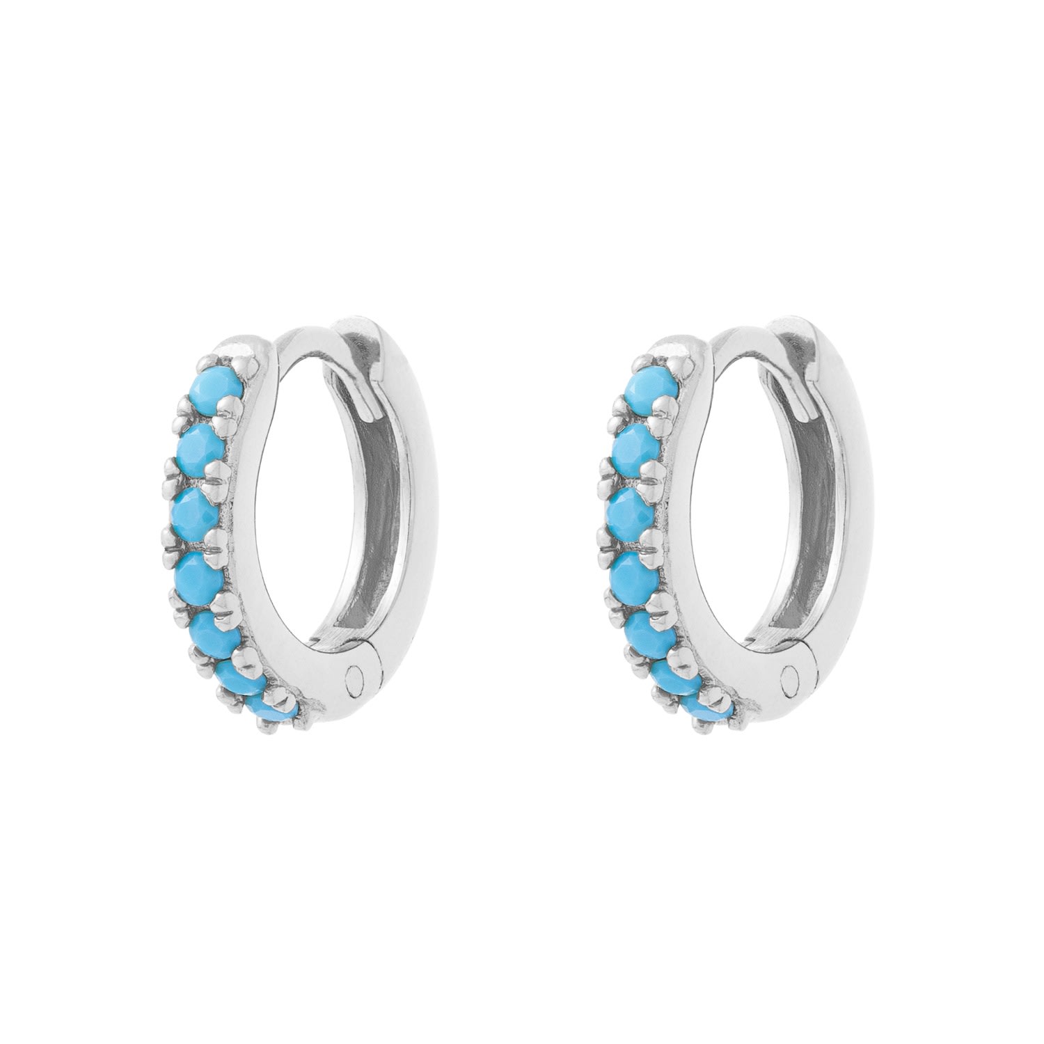 Cartilage Cartel Women's Silver / Blue Adorned Huggies Silver & Turquoise In Multi