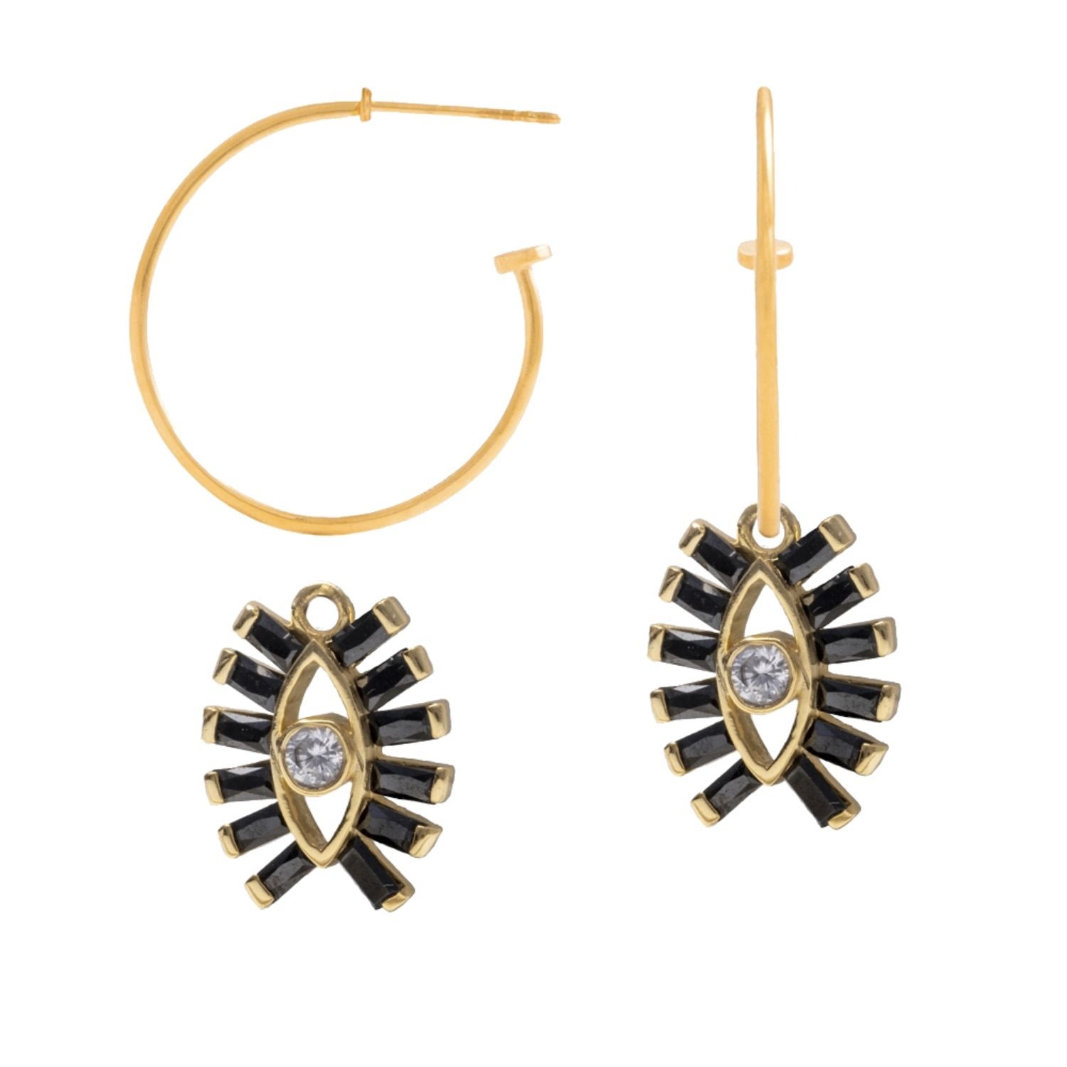 Lavani Jewels Women's White / Black / Gold Eclectic Big Drop The Sacred Hoops In Gold