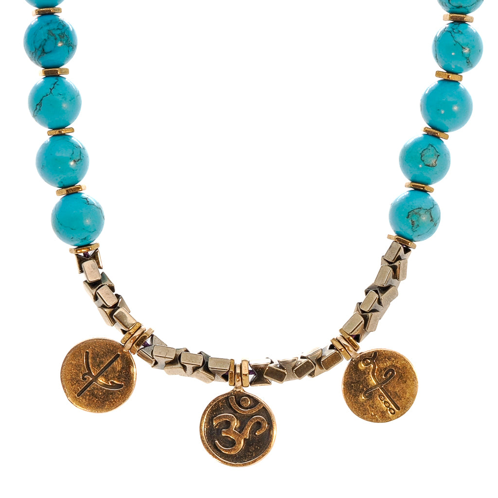 Women’s Gold / Blue Mystic Meditation Beaded Necklace - Turquoise Ebru Jewelry