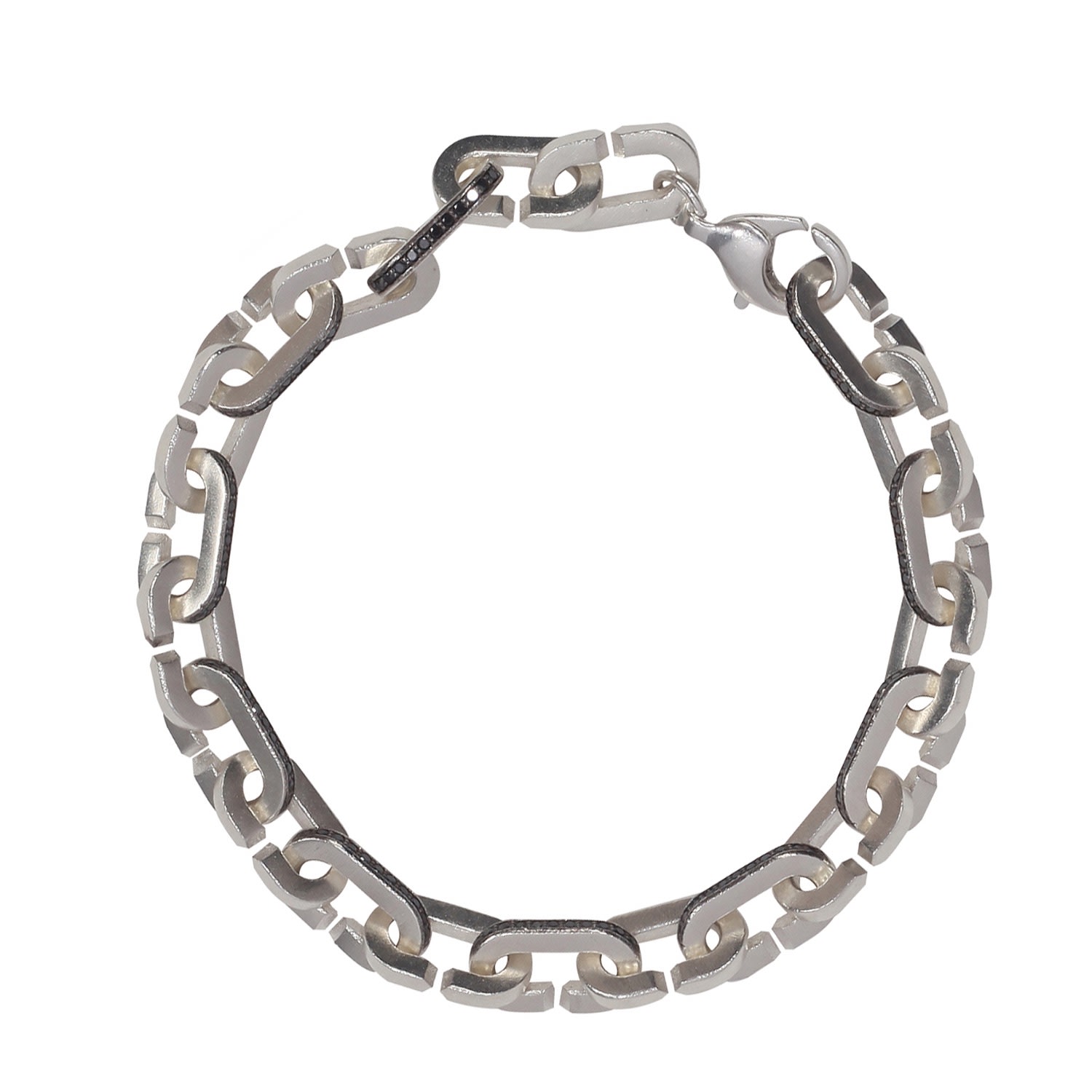 Dime Tribe Men's Silver Route 66 Diamond Chain Bracelet In Silver