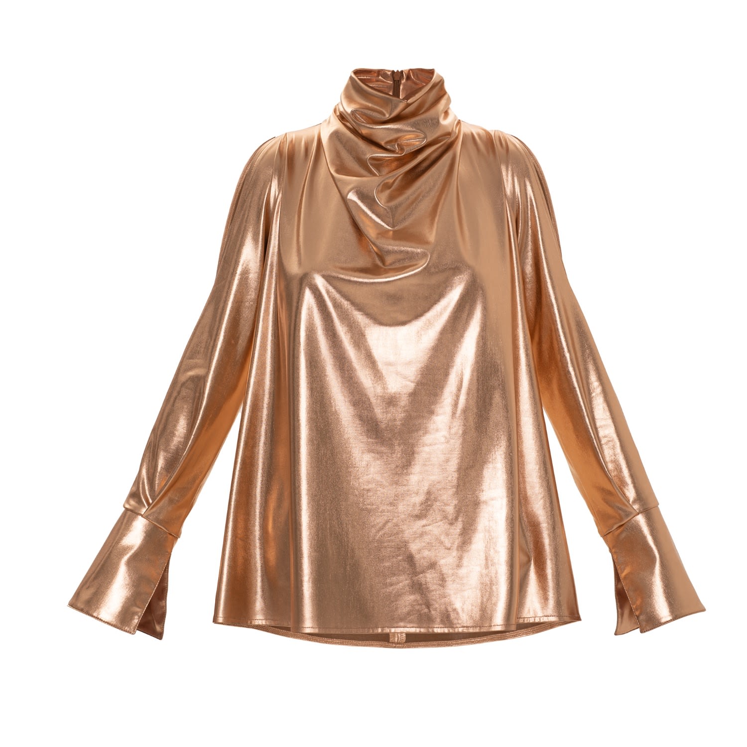 Julia Allert Women's Designer Longsleeve Blouse Metallic Gold In Gold