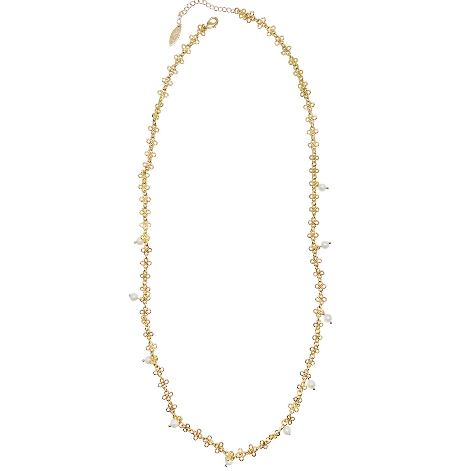 Women’s Green Chain With Pearls Long Necklace Farra