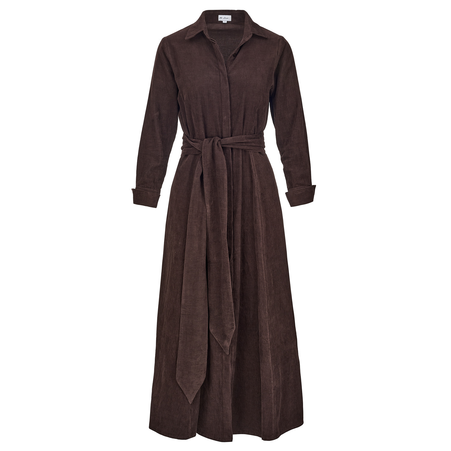At Last... Women's Brown Mia Corduroy Midi Dress In Chocolate In Multi