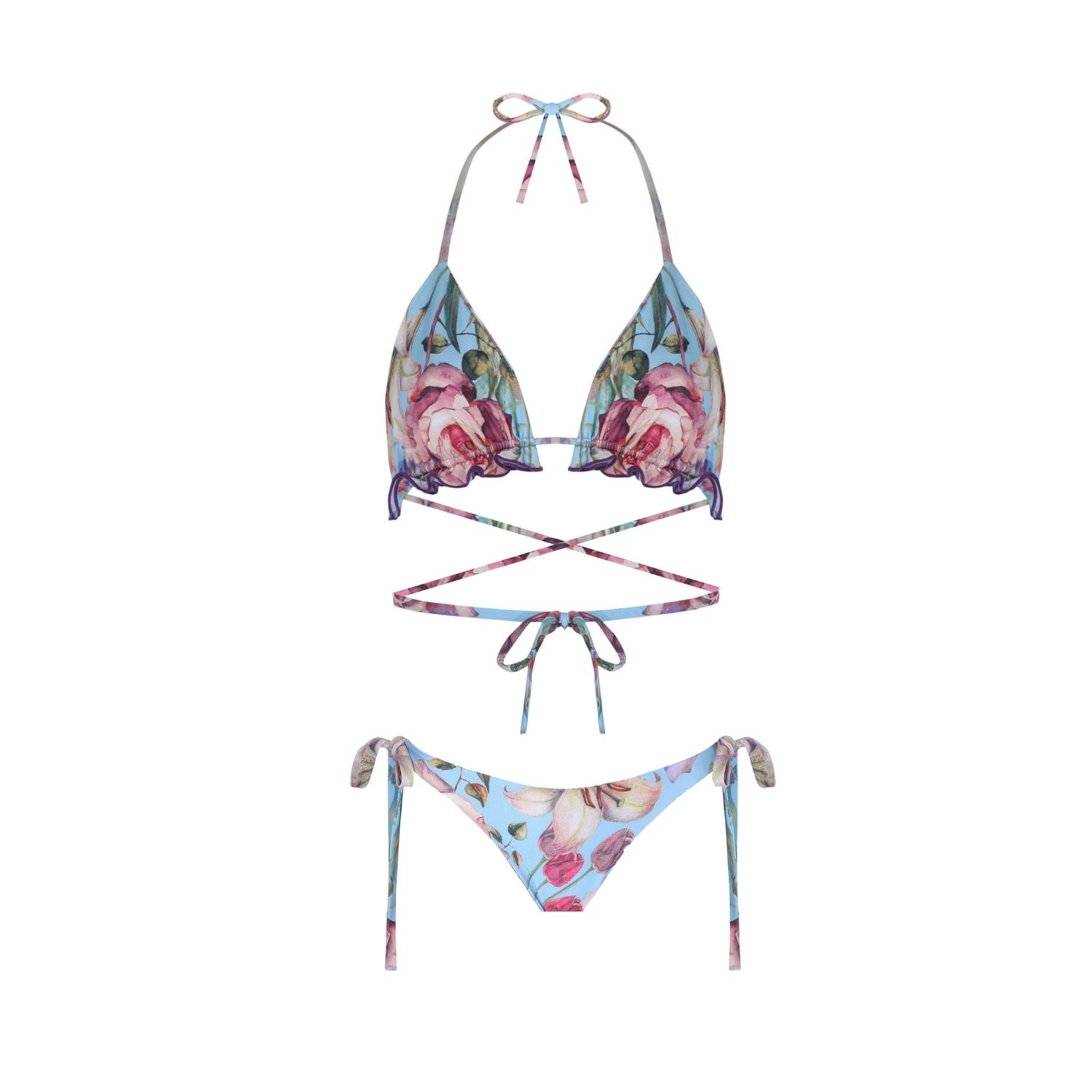 Nur Karaata Women's Blue Triangle Blu Bikini Set In Blue