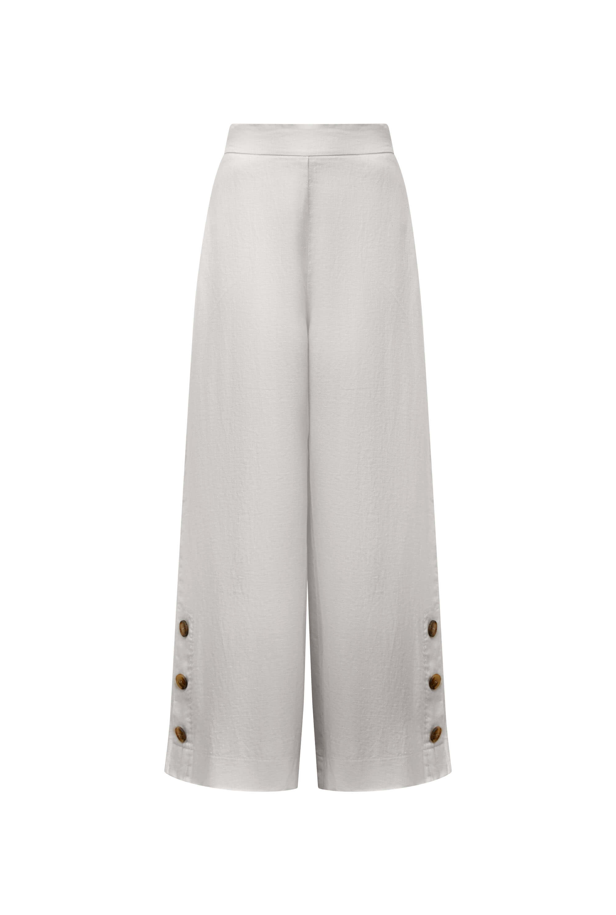 James Lakeland Women's White Linen Button Trousers