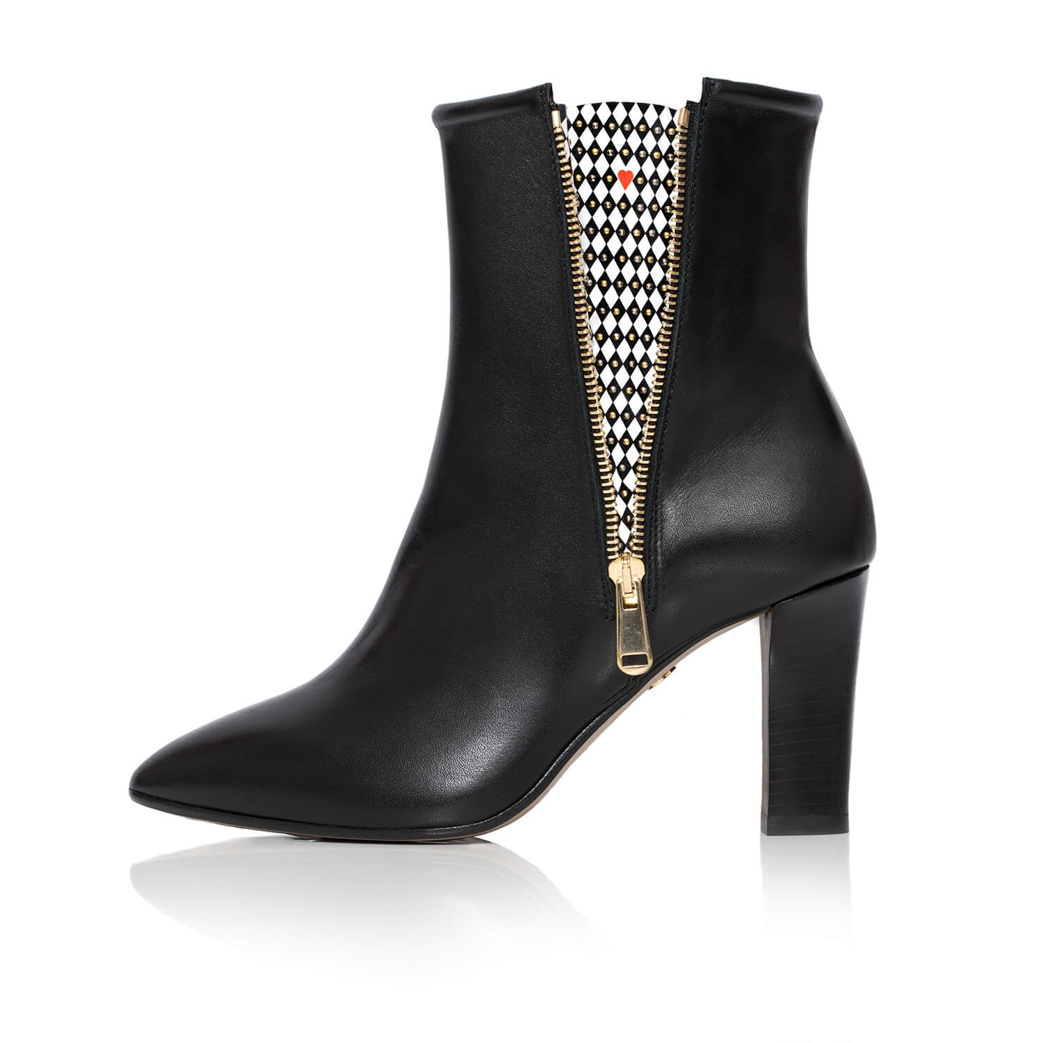 Black Patent Leather Heeled Ankle Boots, Mas Laus