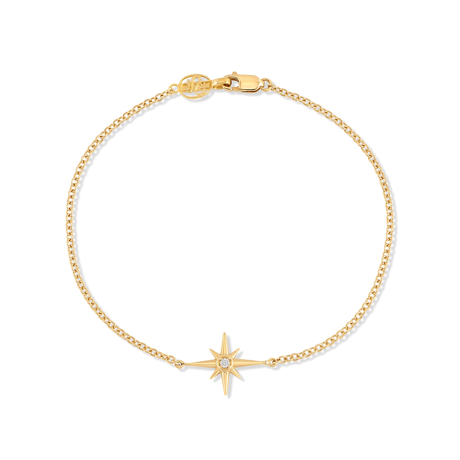 Dower & Hall 14kt Yellow Gold Single North Star Diamond Bracelet In Gold