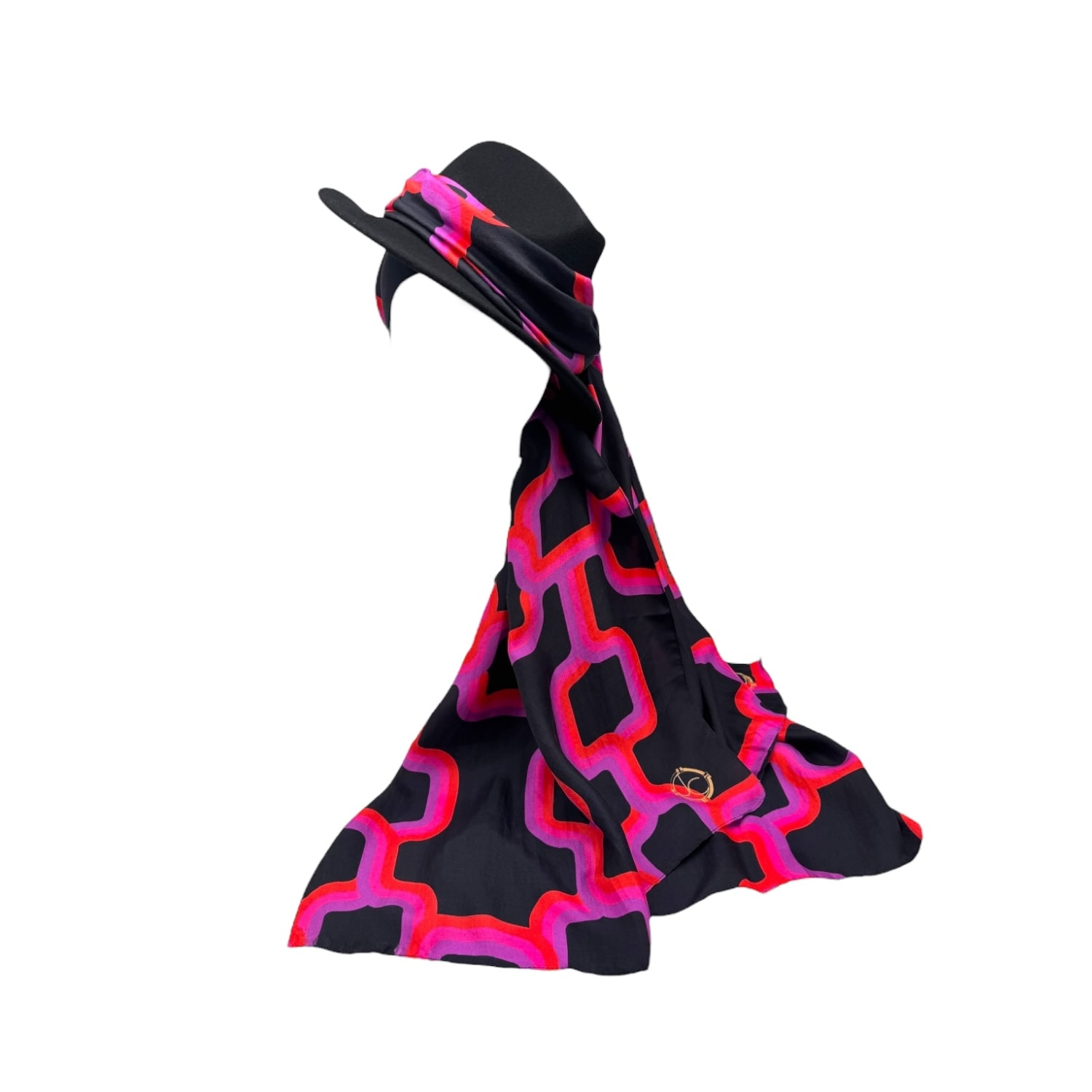 Julia Clancey Women's Black / Pink / Purple Black Jewel Fifi Scarf Fedora In Black/pink/purple