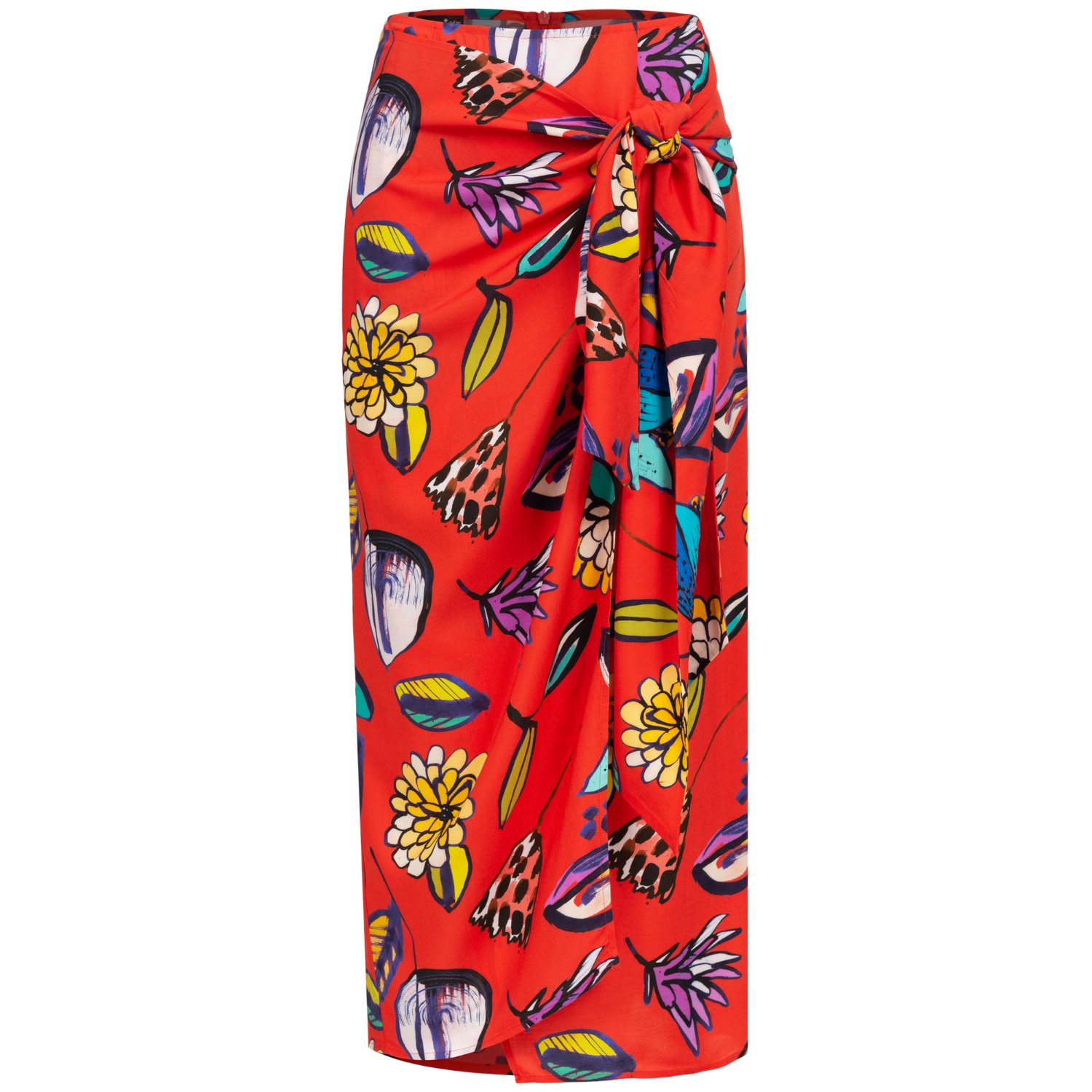 Women’s Red Wrap Skirt With Flower Print Extra Small Marianna Déri