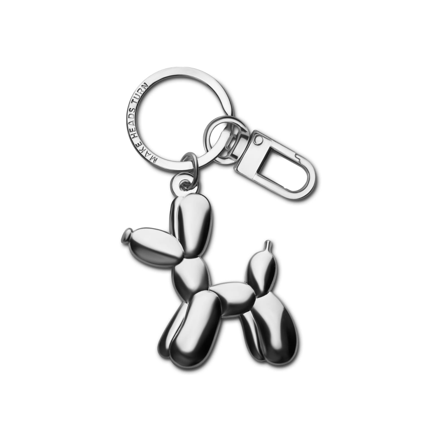 Make Heads Turn Women's Silver Enamel Keychain / Bag Charm Balloon Dog In Silver