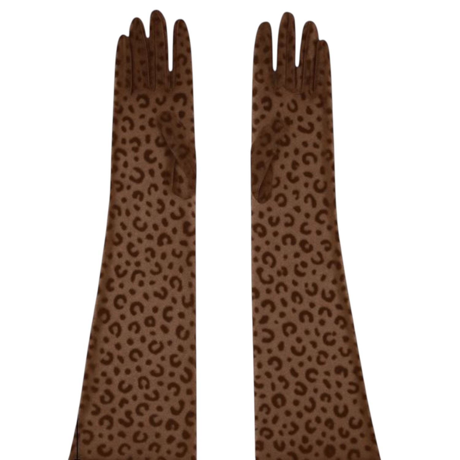 High Heel Jungle By Kathryn Eisman Women's Queen Leopard Print Sheer Mesh Opera Length Glove Brown