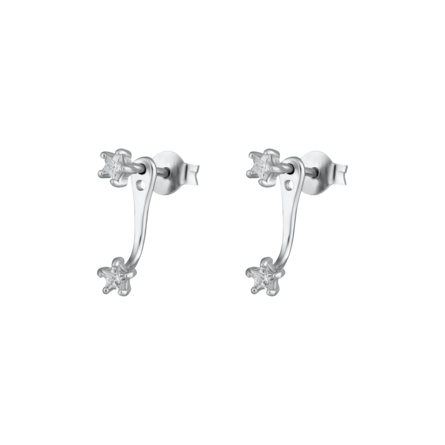 Scream Pretty Women's Silver Sparkling Star Ear Jacket Stud Earrings