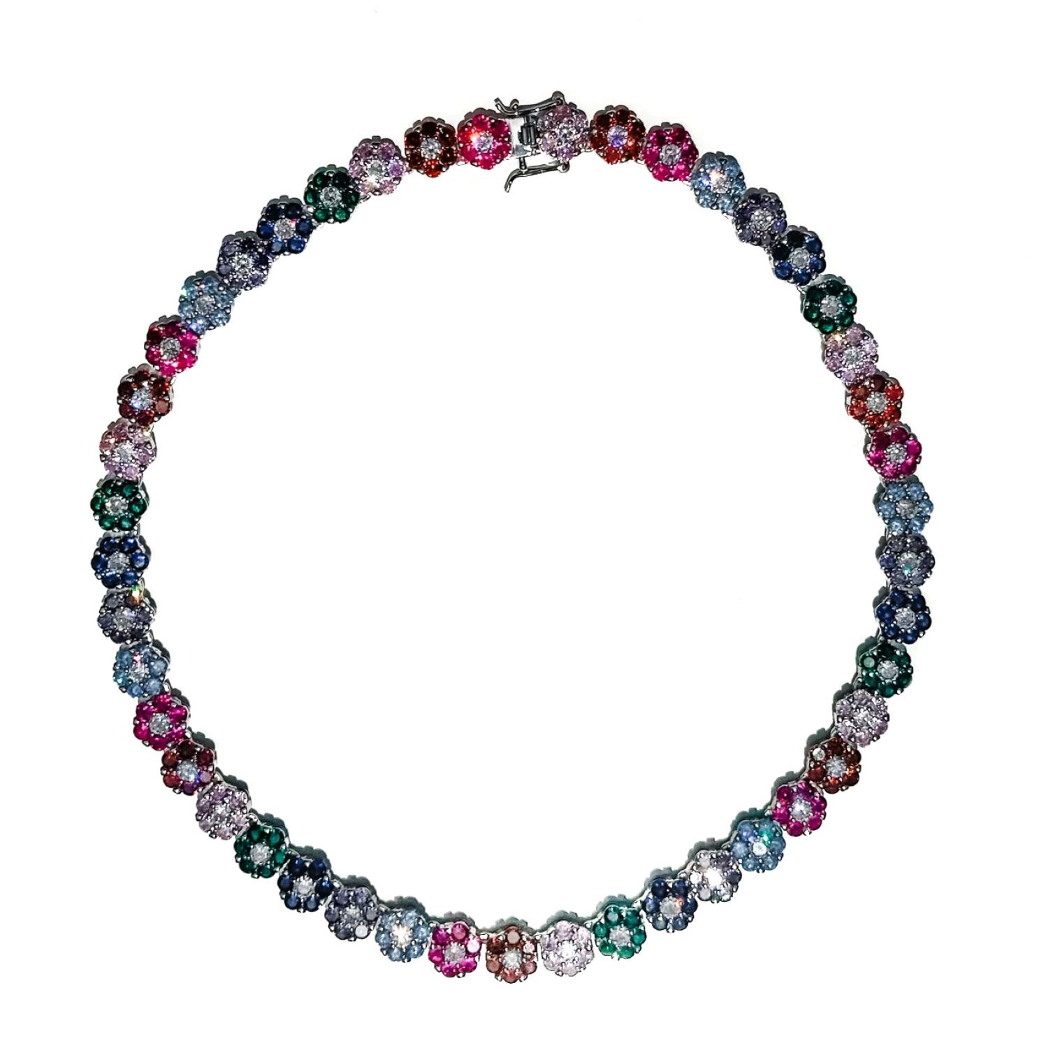 Women’s Floral Multicolor Tennis Necklace Babaloo Jewelry