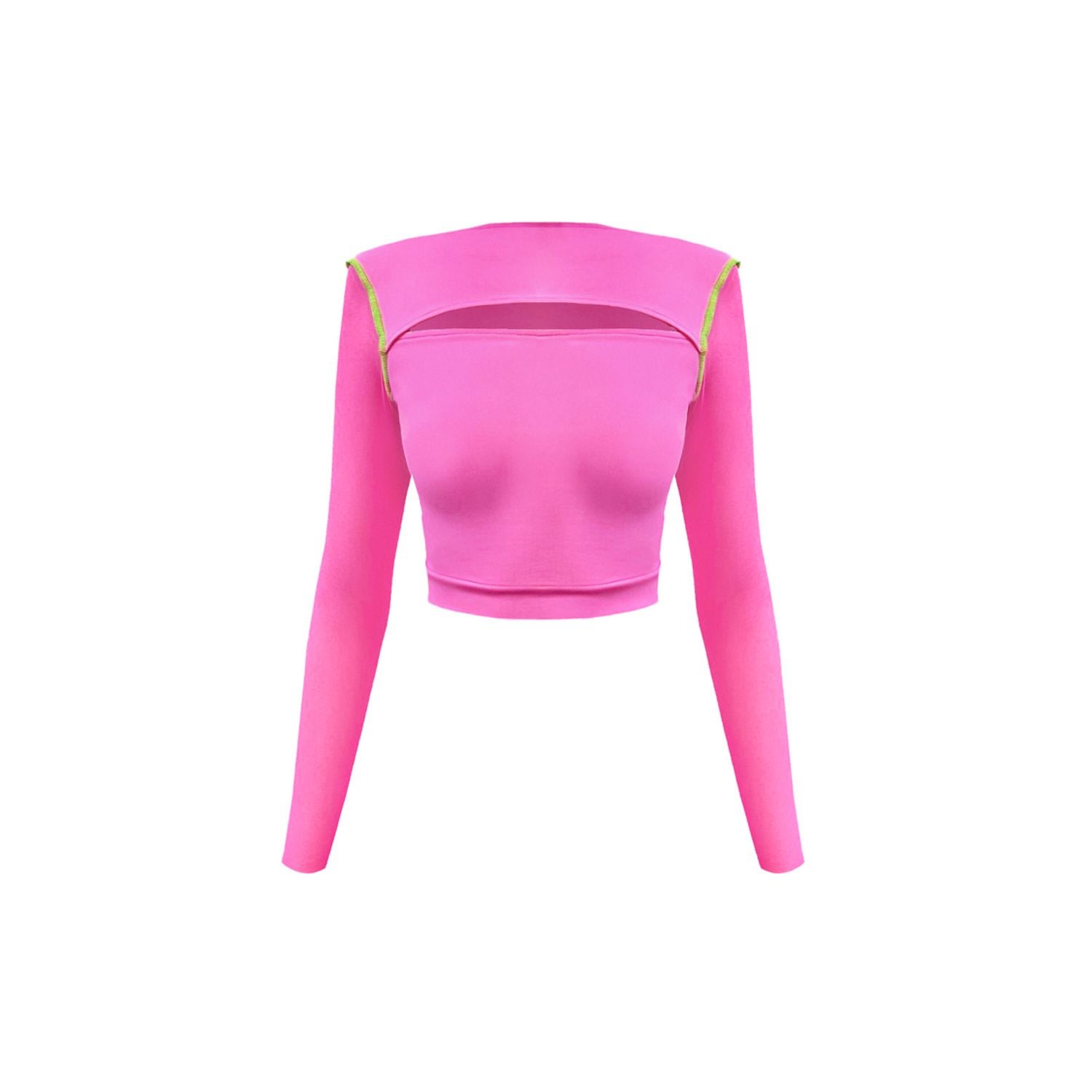 Monosuit Women's Pink / Purple Croptop Erratic Long Sleeves- Pink & Purple In Pink/purple
