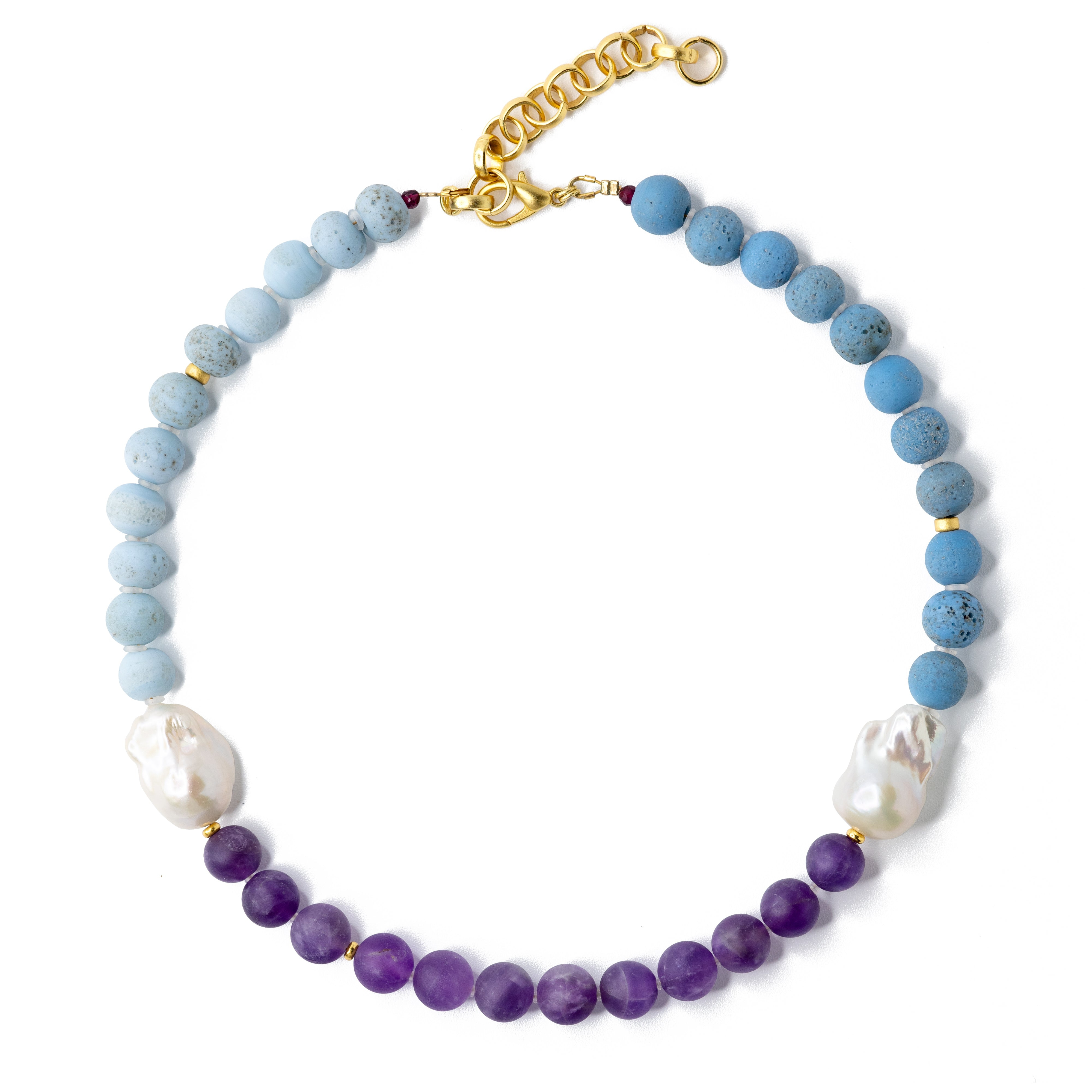 Bombyx House Women's Blue / White / Purple Pearl Amethyst Seaside Necklace In Blue