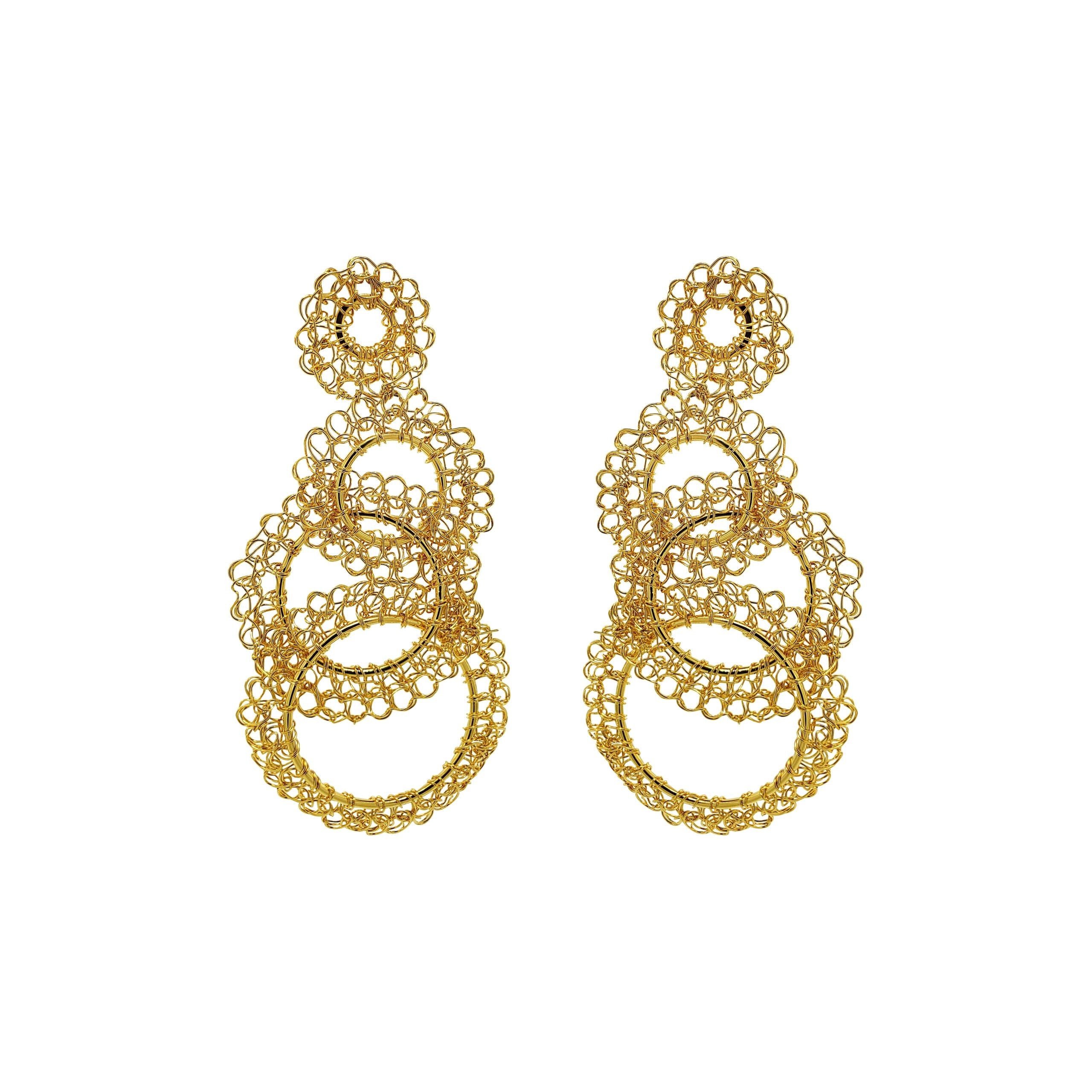 Lavish By Tricia Milaneze Women's All Gold Artemis Trio Handmade Crochet Earrings