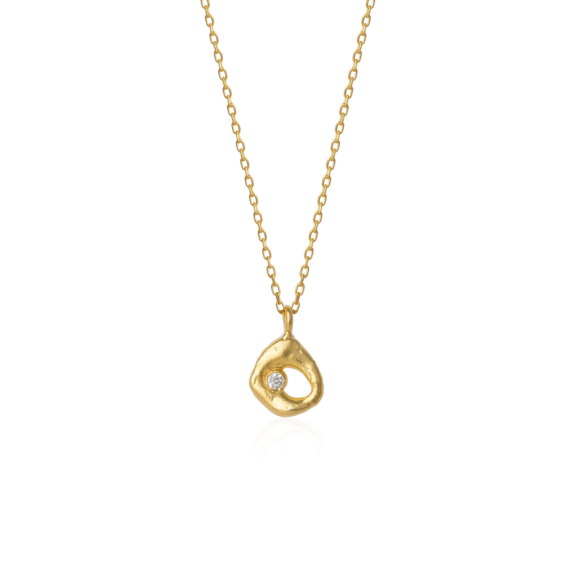 Spero London Women's Dripping Molten Natural Textured Sterling Silver Authentic Pendant Necklace - Gold In Gold