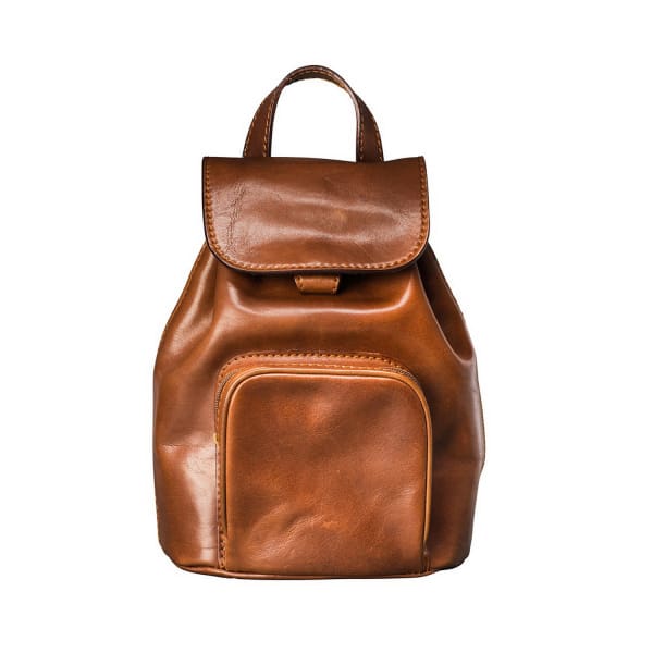 MAXWELL SCOTT BAGS Luxury Italian Leather Ladies Small Rucksack Popolo Chestnut Tan
