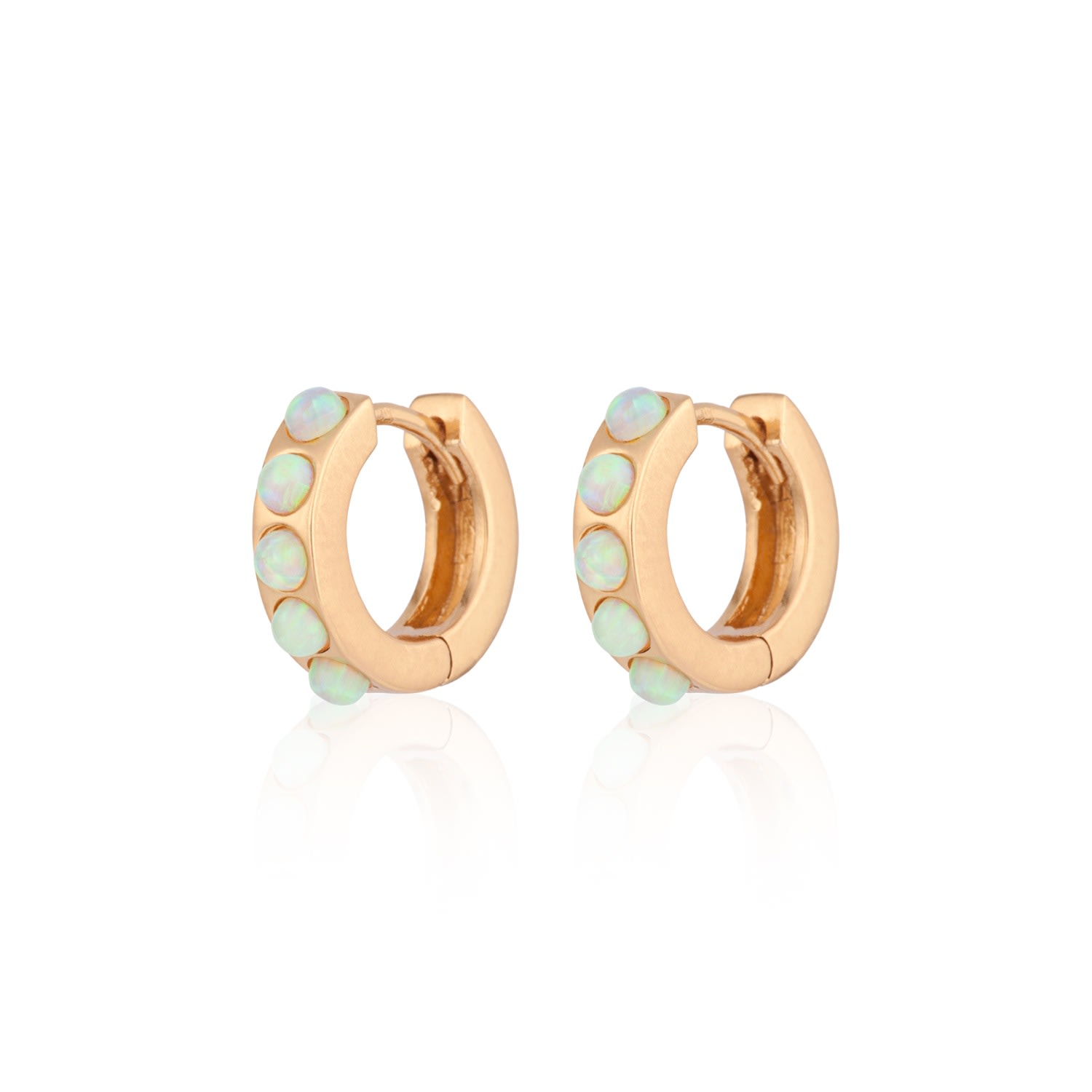 Women's Gold Lime Green Opal Huggie Hoop Earrings | Scream Pretty
