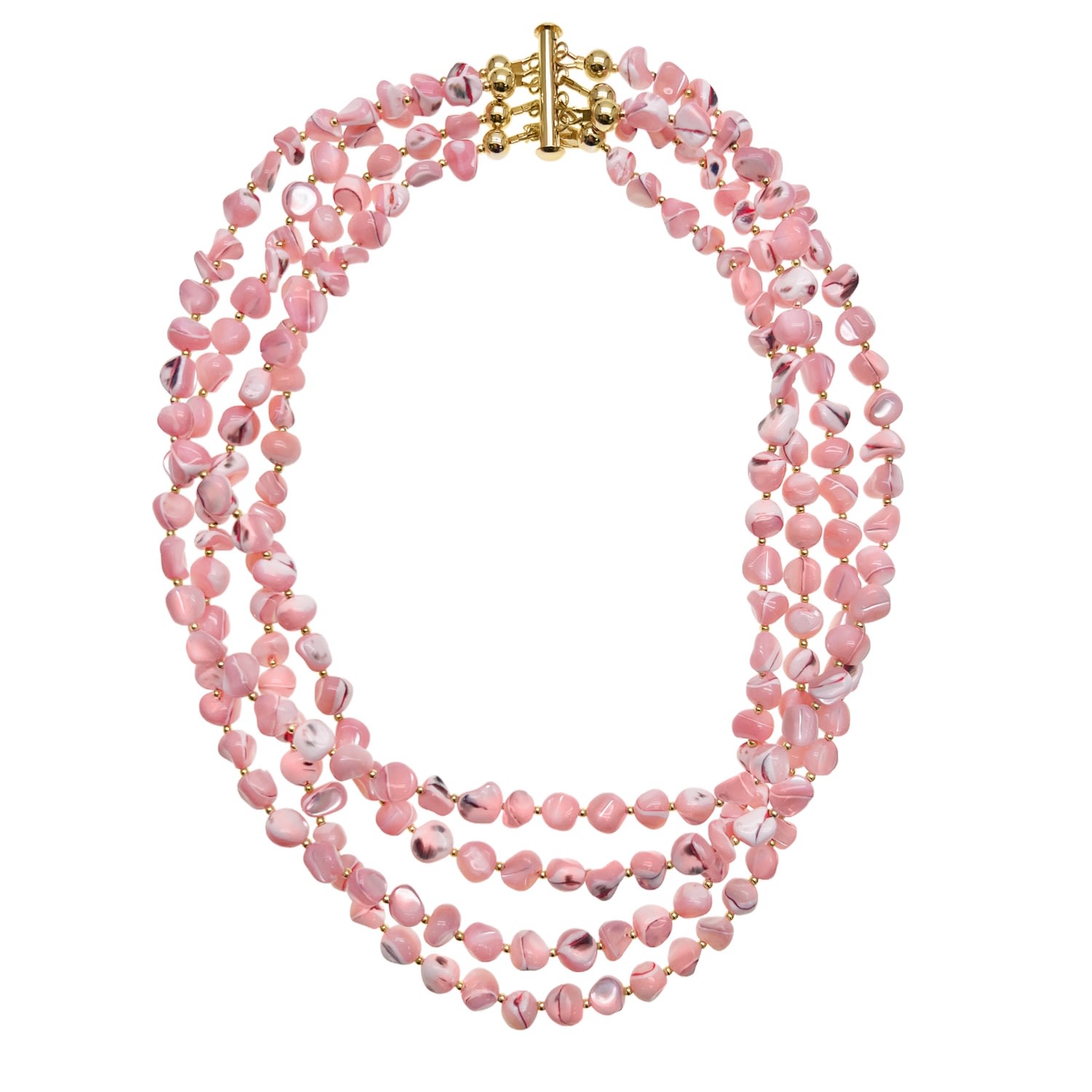 Farra Women's Ocean's Beauty Multi-layered Pink Shells Necklace