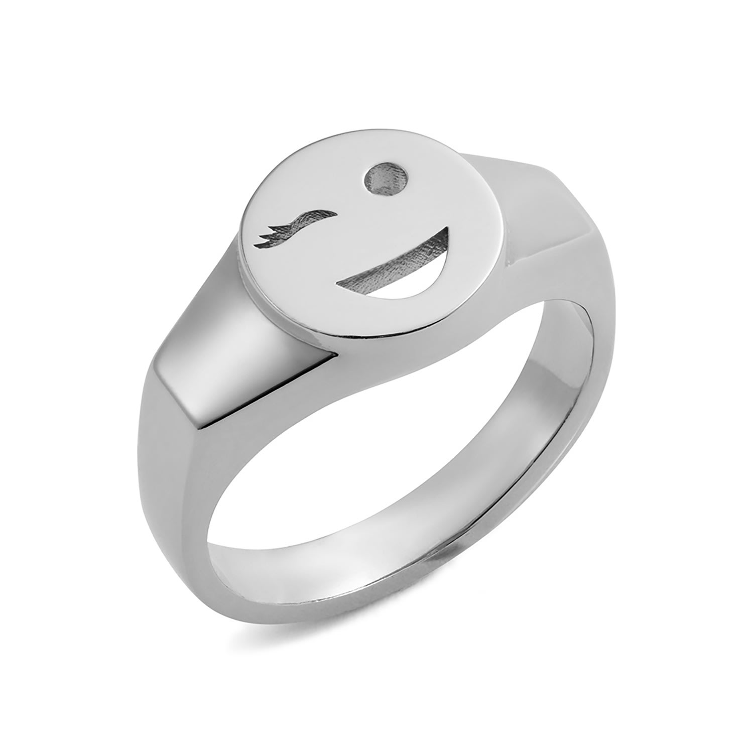 Toolally Women's Mood Signet Ring Wink - Silver