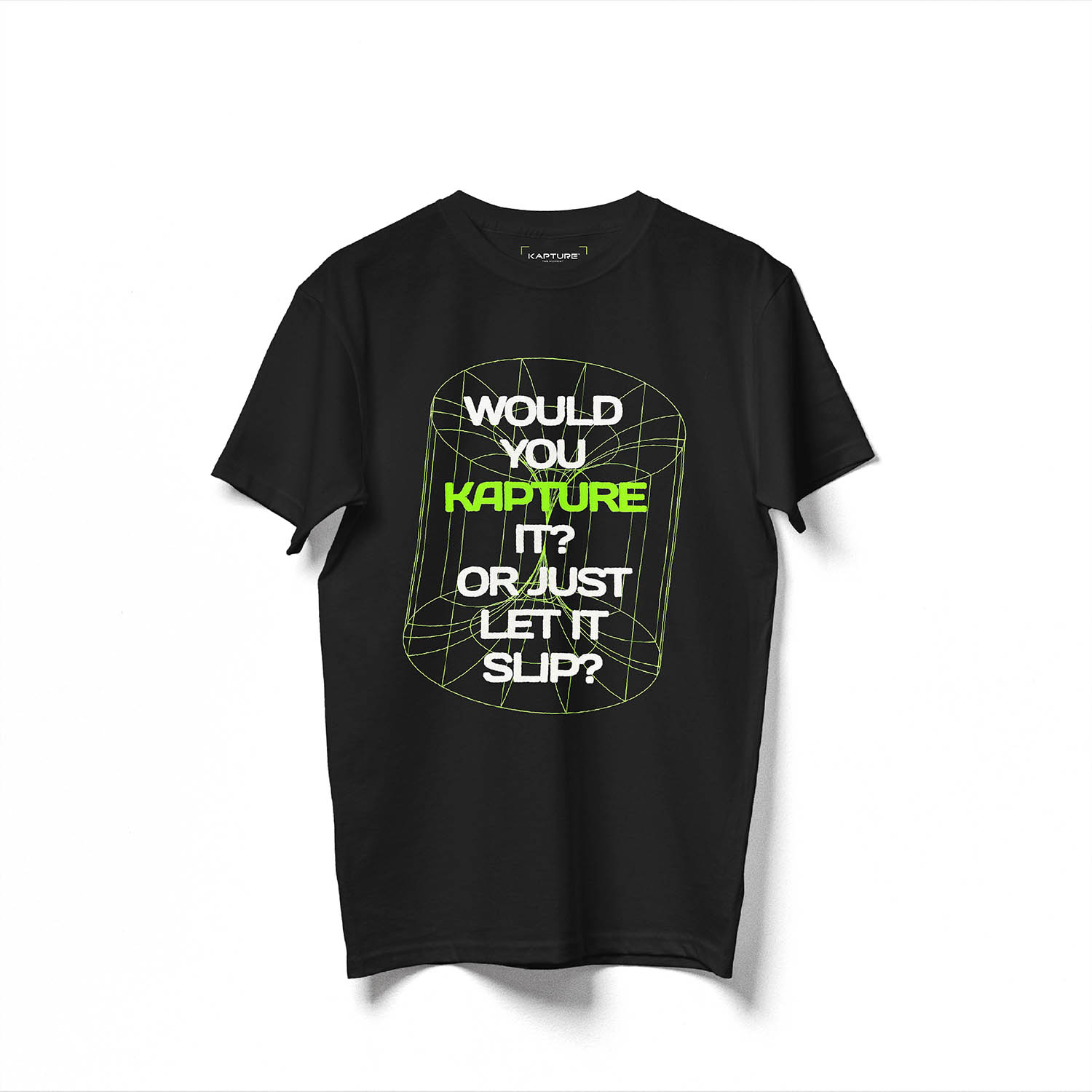 Men’s Kapture Green Light Printed Tee- Black Xxl