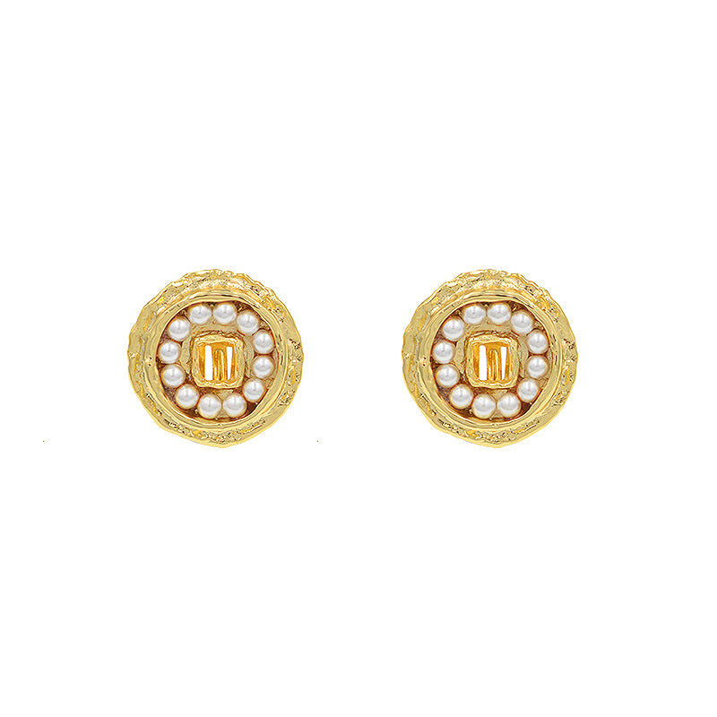 Aurozia Women's Pearls Of Fortune Coin Gold Plated Pearl  Earrings In Gold
