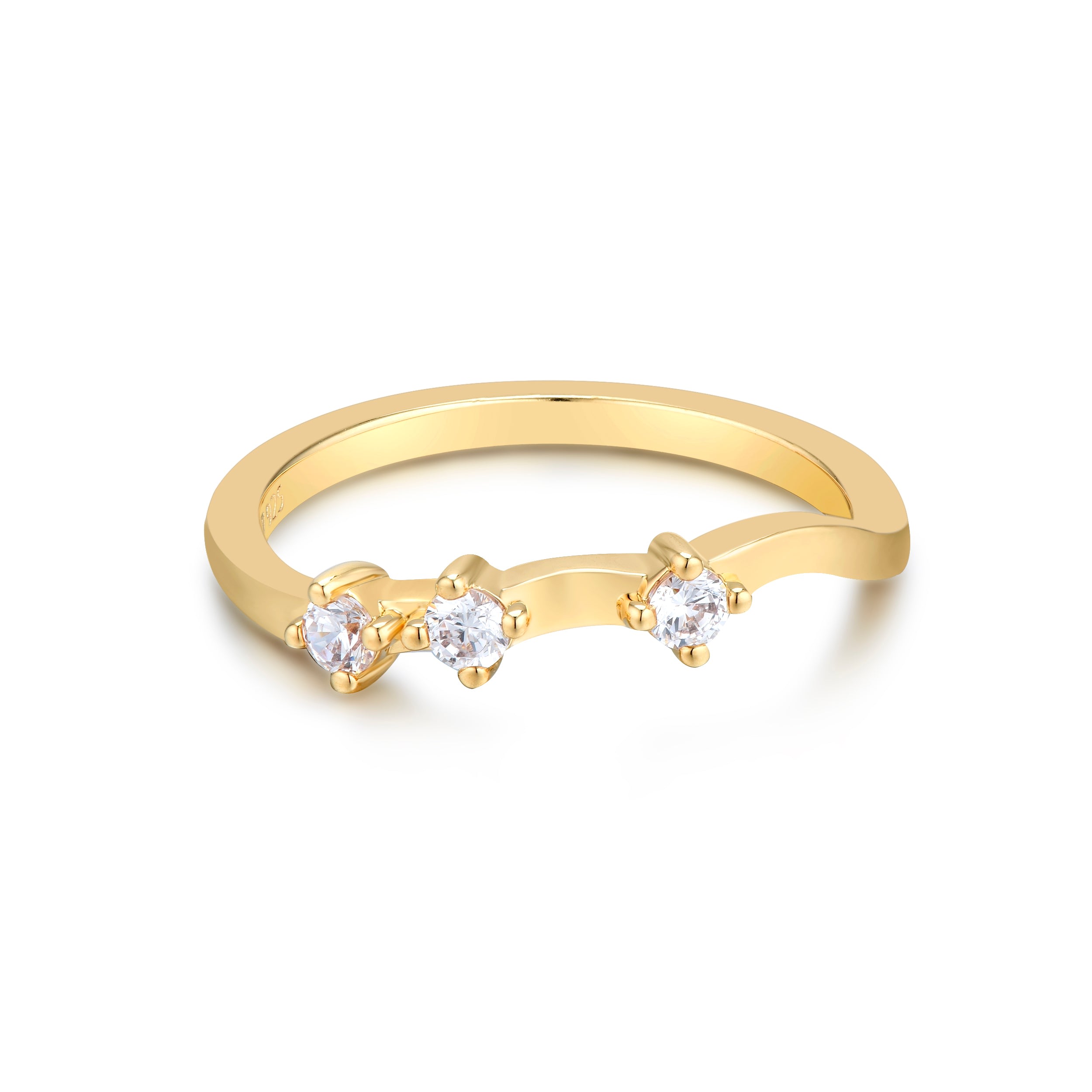 Women’s Lily Skinny Gold & White Zirconia Stacker Ring Frida & Florence