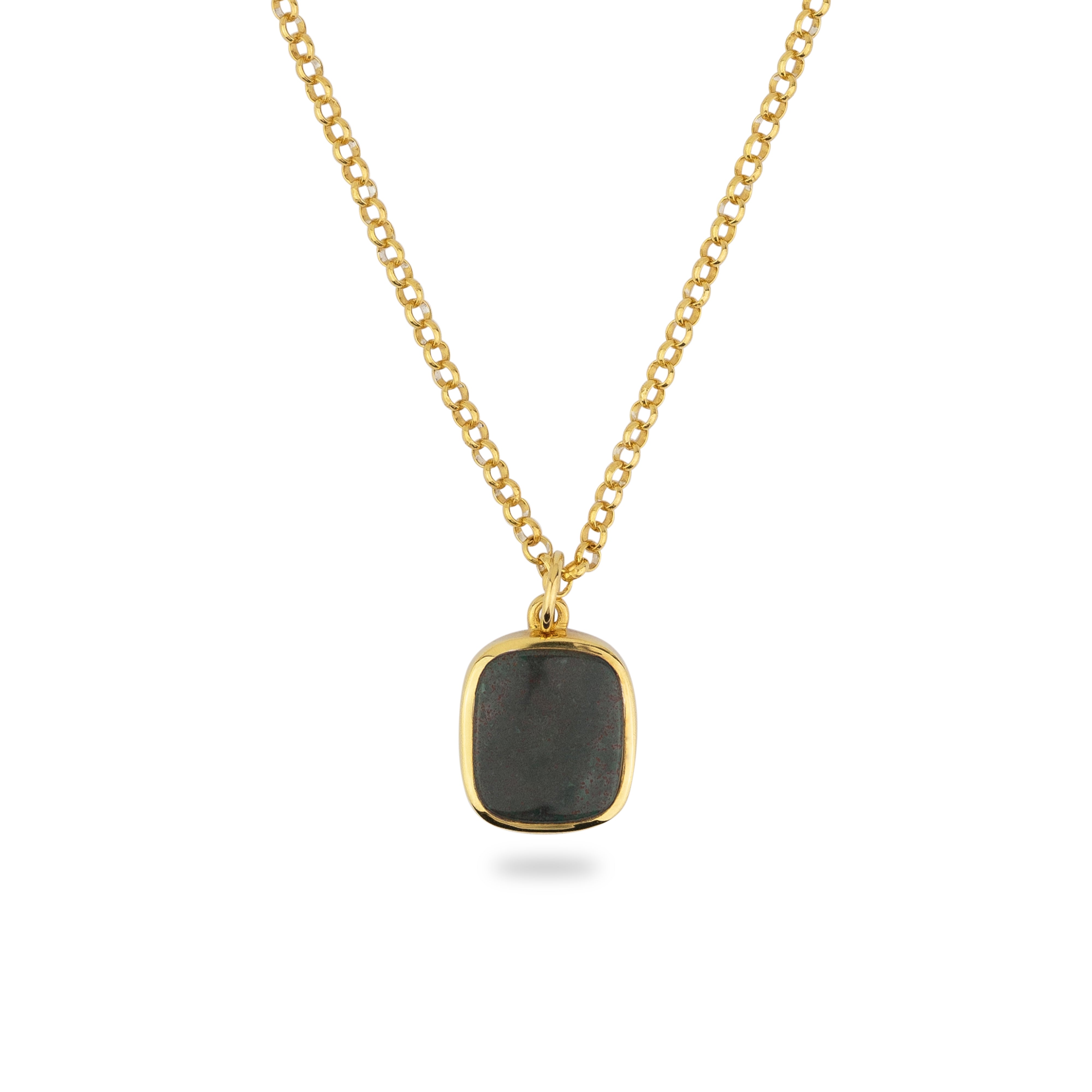 Women’s Gold Jamestown Green Bloodstone Square Stone Necklace & Pendant Phira London