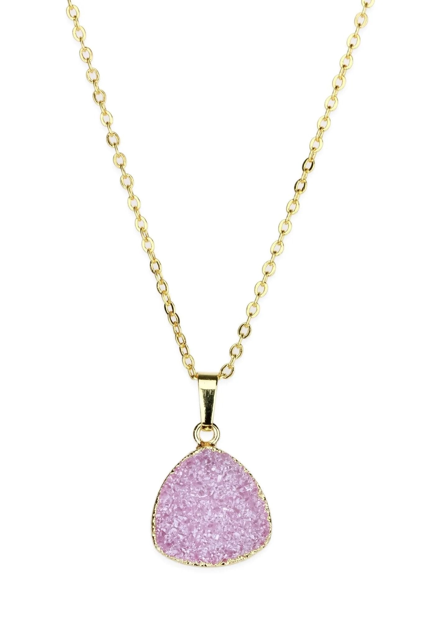 Saachi Women's Triangle Pendant Druzy Purple Necklace
