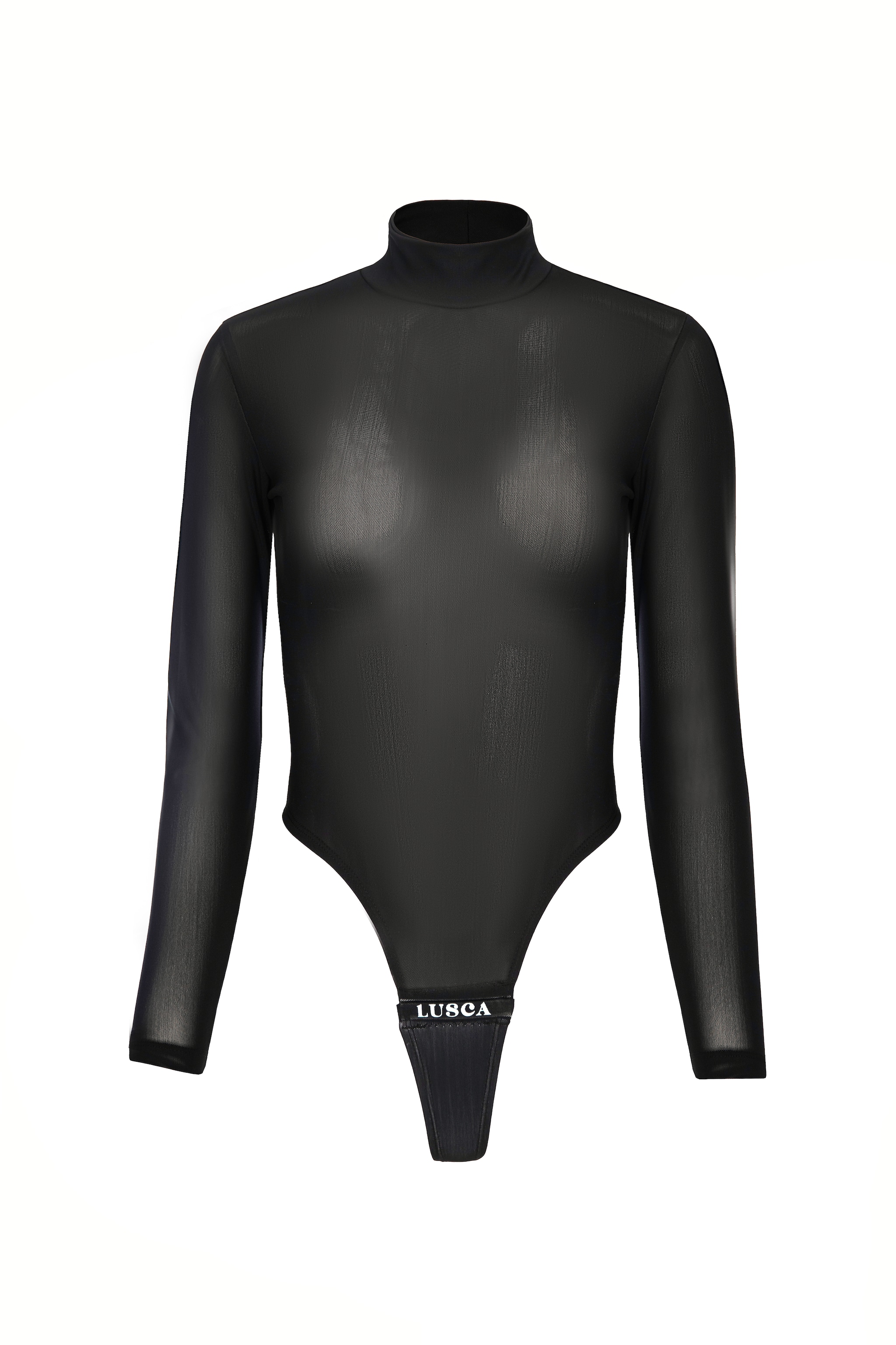 Lusca Women's Black Nicole Mesh Mock Neck Thong In Black