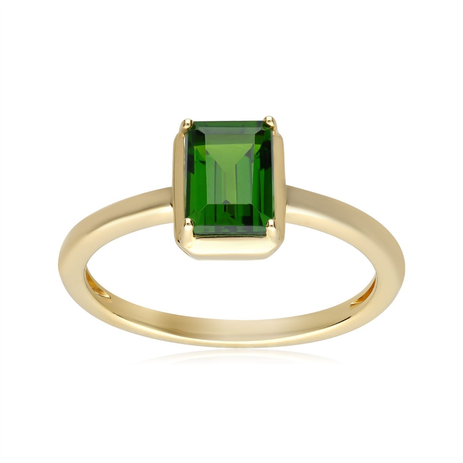 Women’s Green Ecfew Gold Plated Sterling Silver Octagon Chrome Diopside Ring Gemondo