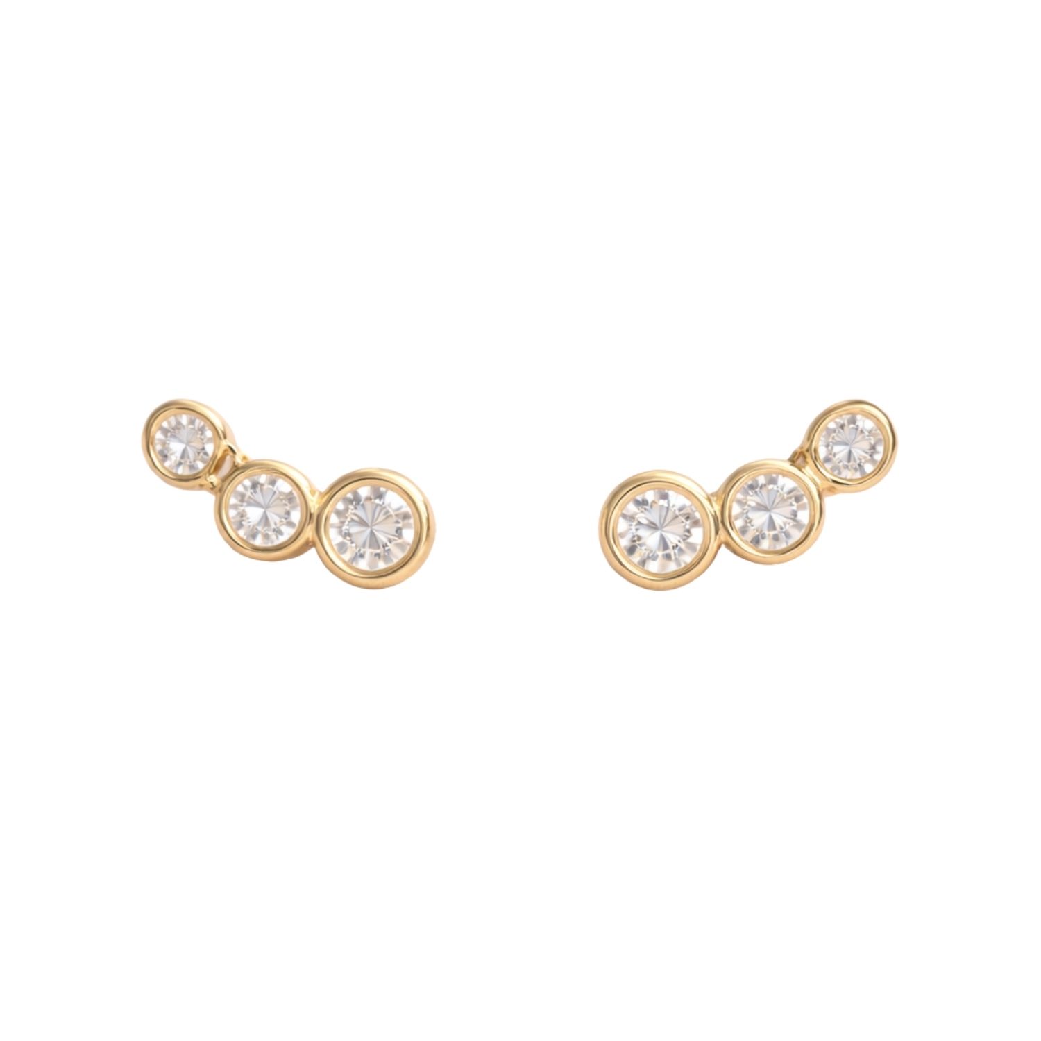 Women's Gold Tripple Diamond Studs Earring | Lily Flo Jewellery