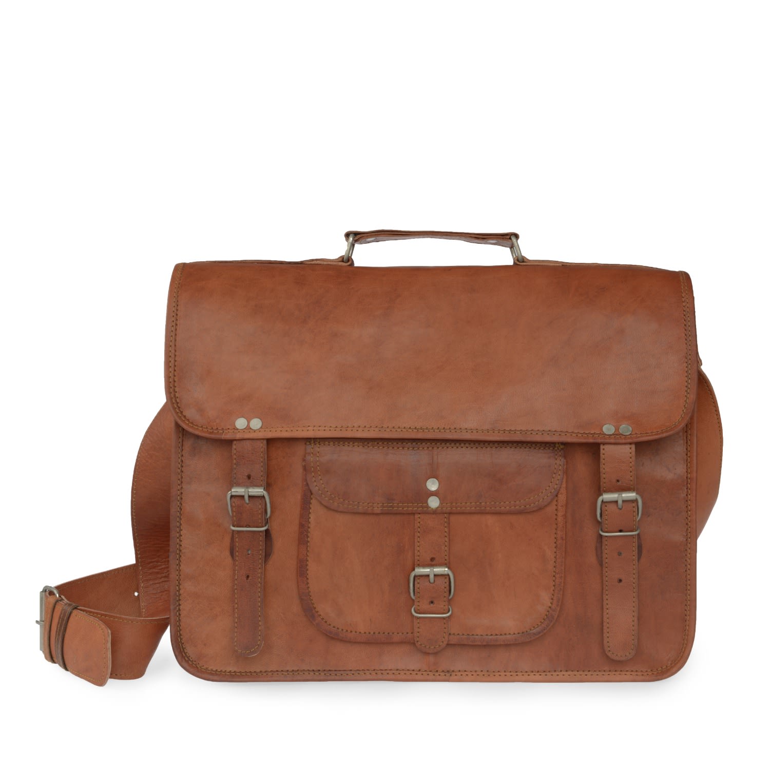 Men’s Brown Vida Vintage Classic Leather Satchel - Grande Vida Vida