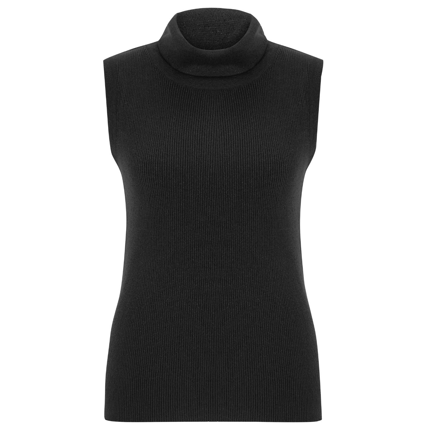 Women’s Roll Neck Sleeveless Knitwear Sparkle Blouse - Black Extra Large Peraluna