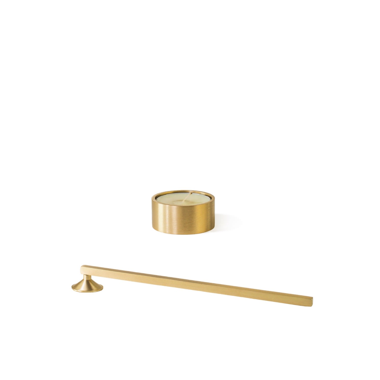 Brass Tealight Holder With Candle Snuffer - Set Of 2 One Size Roarcraft