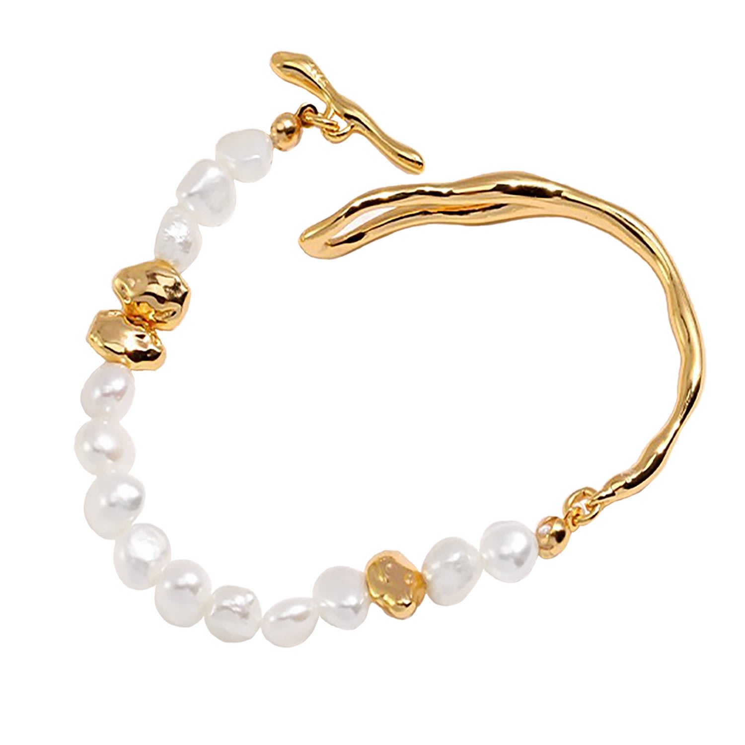 Women’s Gold Silver With Pearls Ot Clasp Bracelet Ms. Donna